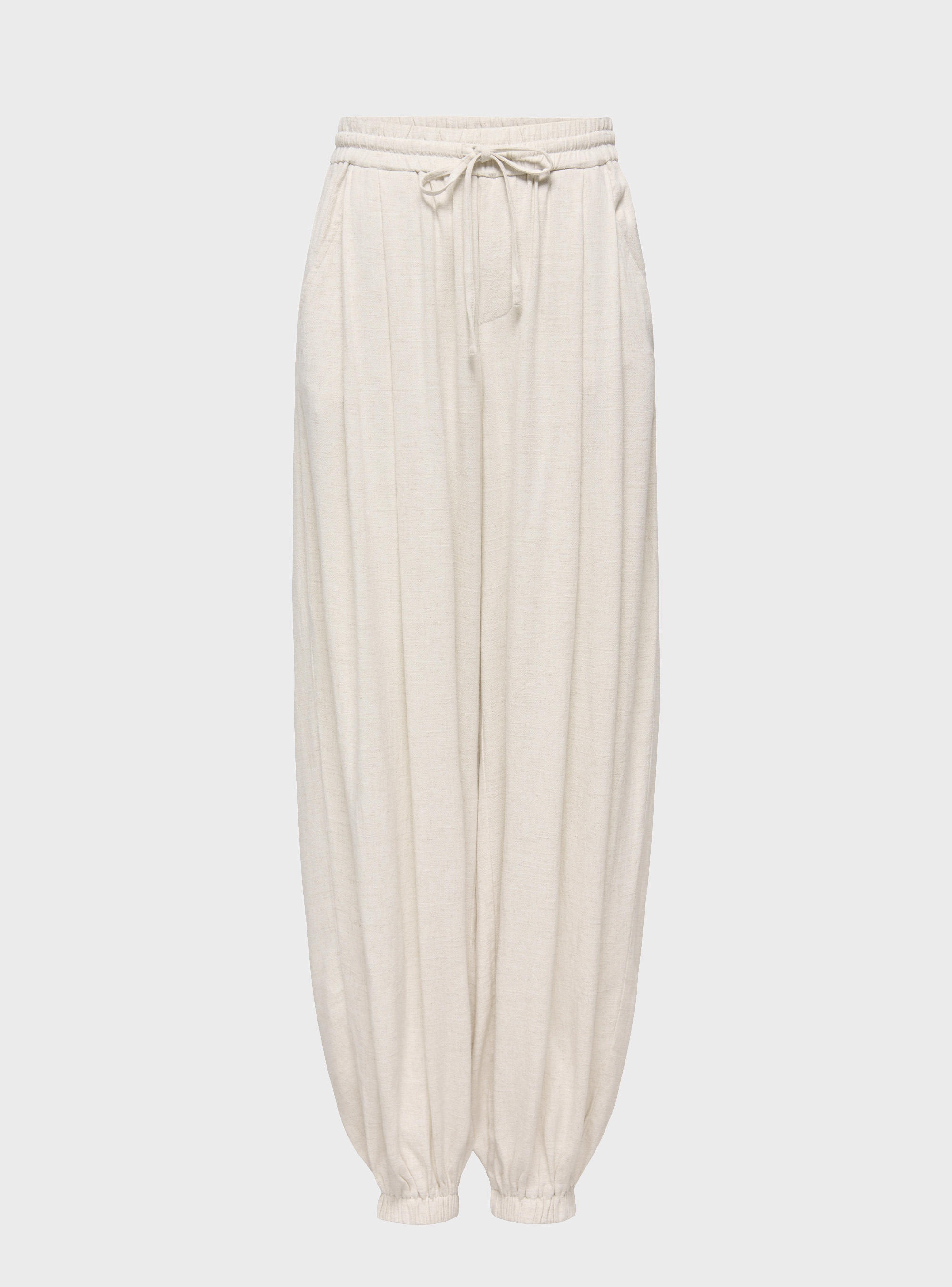 Only Siesta Mid Waist Linen Baggy Barrel Pants - Off White