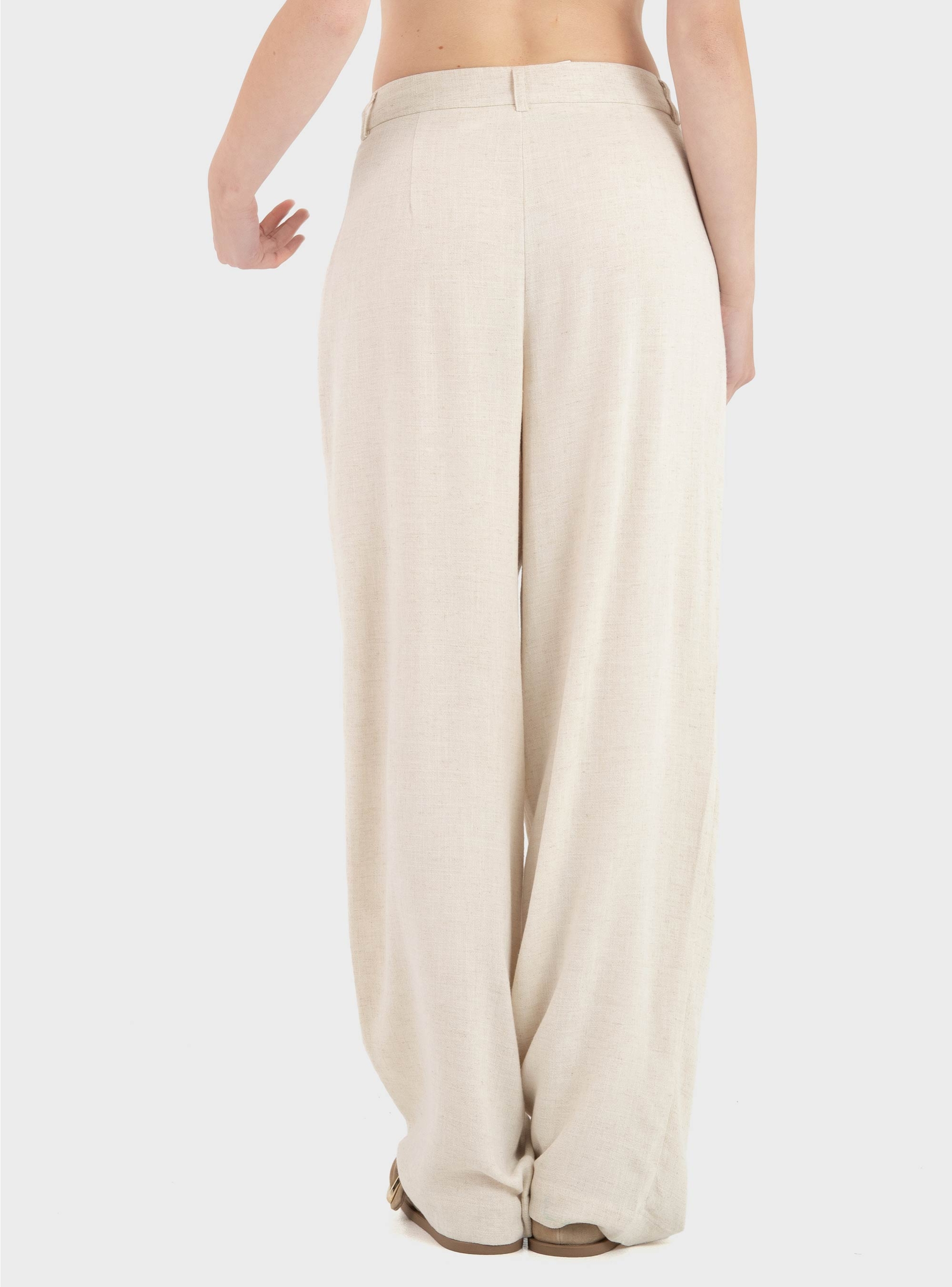 Only Siesta Mid Waist Linen Blend Pleat Wide Pants - Off White
