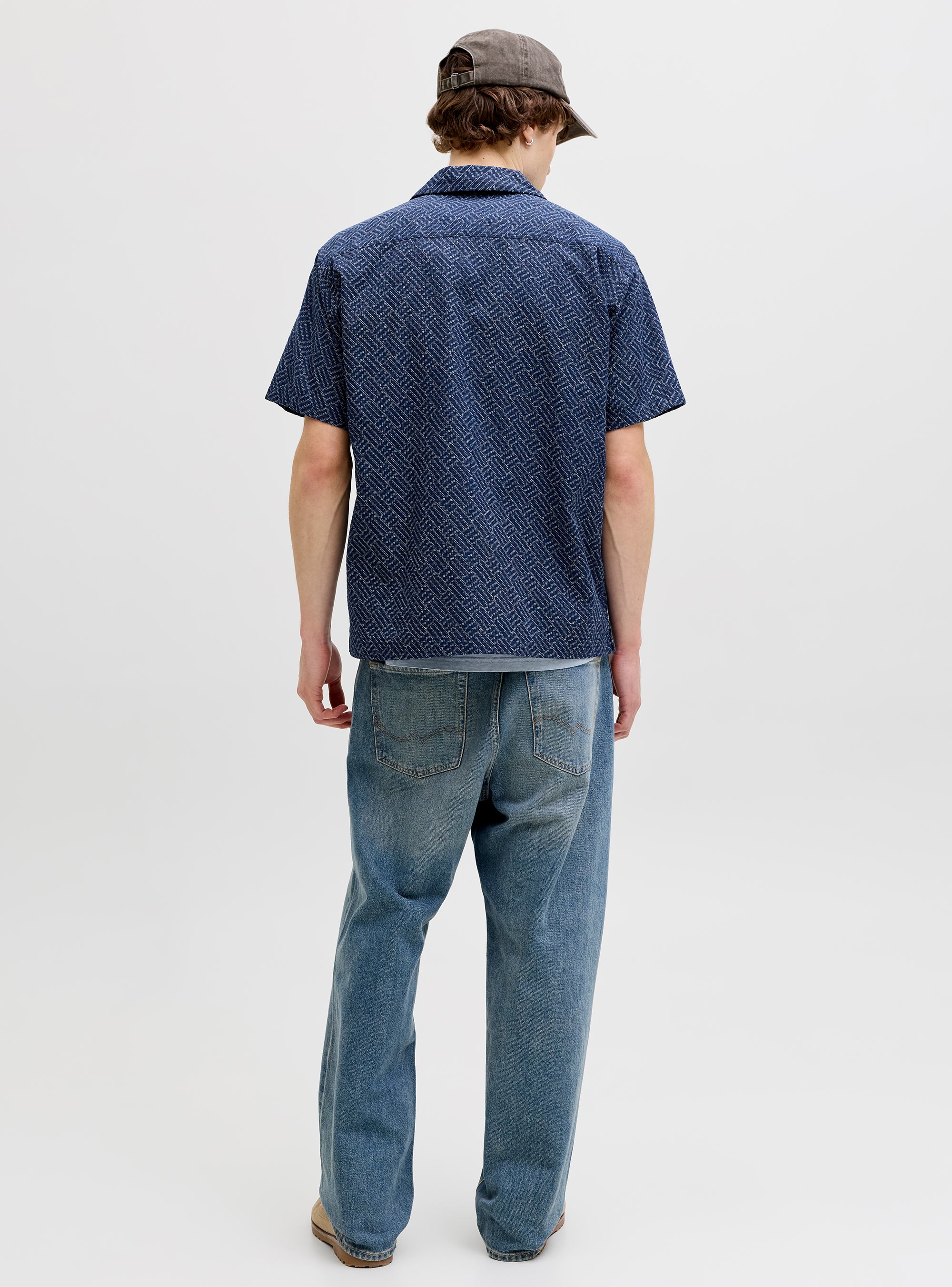 Jack & Jones Premium Winson Print Dobby Shirt - Blue