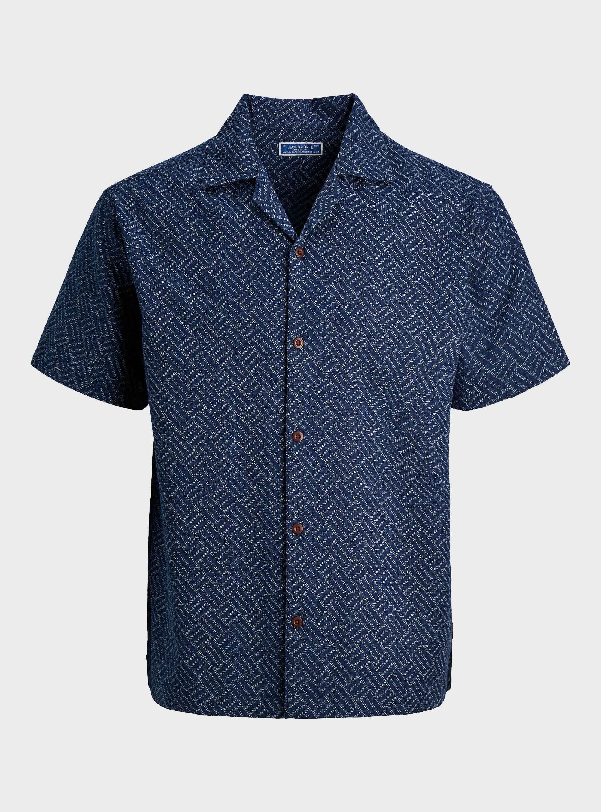 Jack & Jones Premium Winson Print Dobby Shirt - Blue
