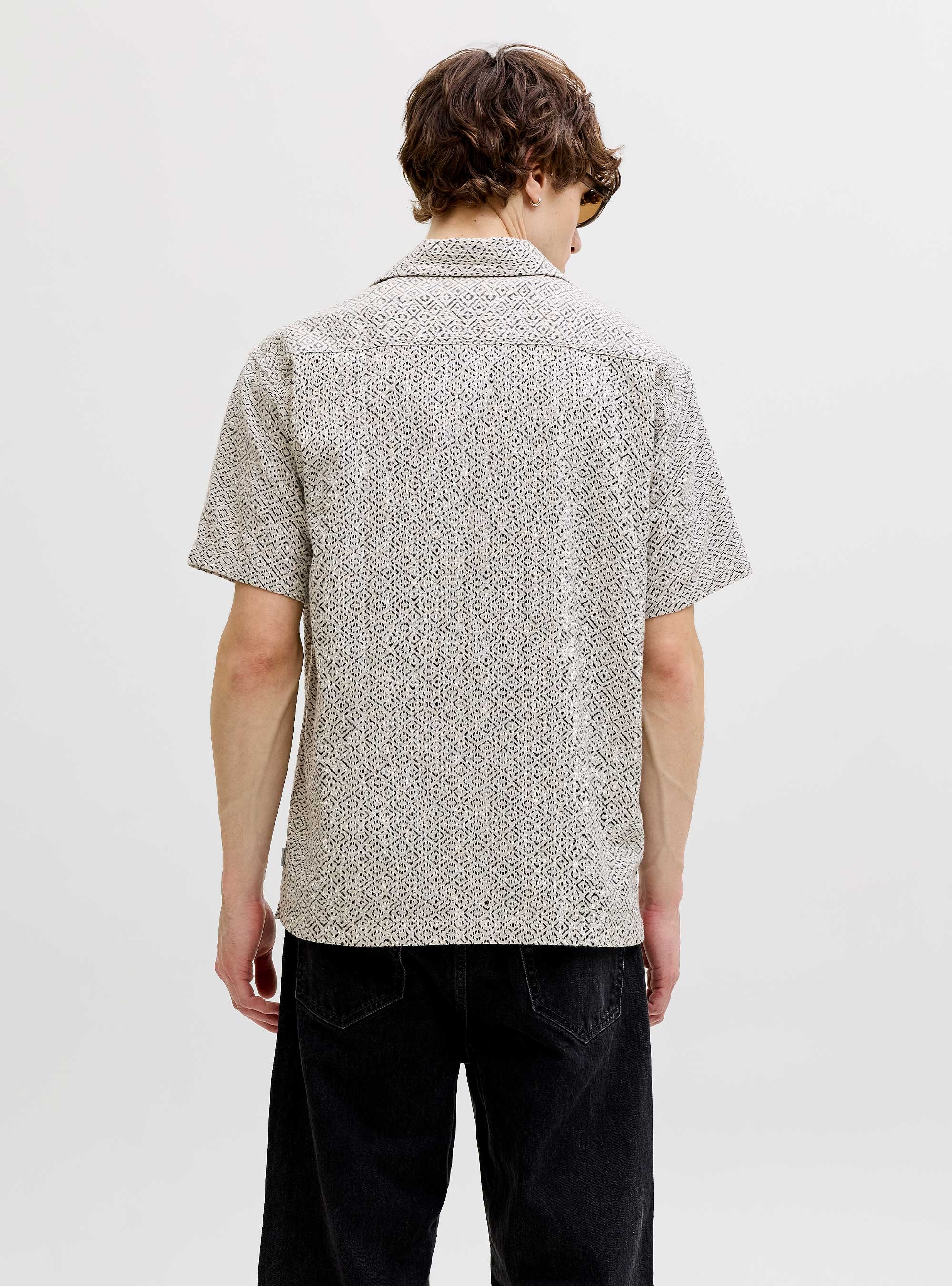 Jack & Jones Premium Winson Print Dobby Shirt - Light Beige