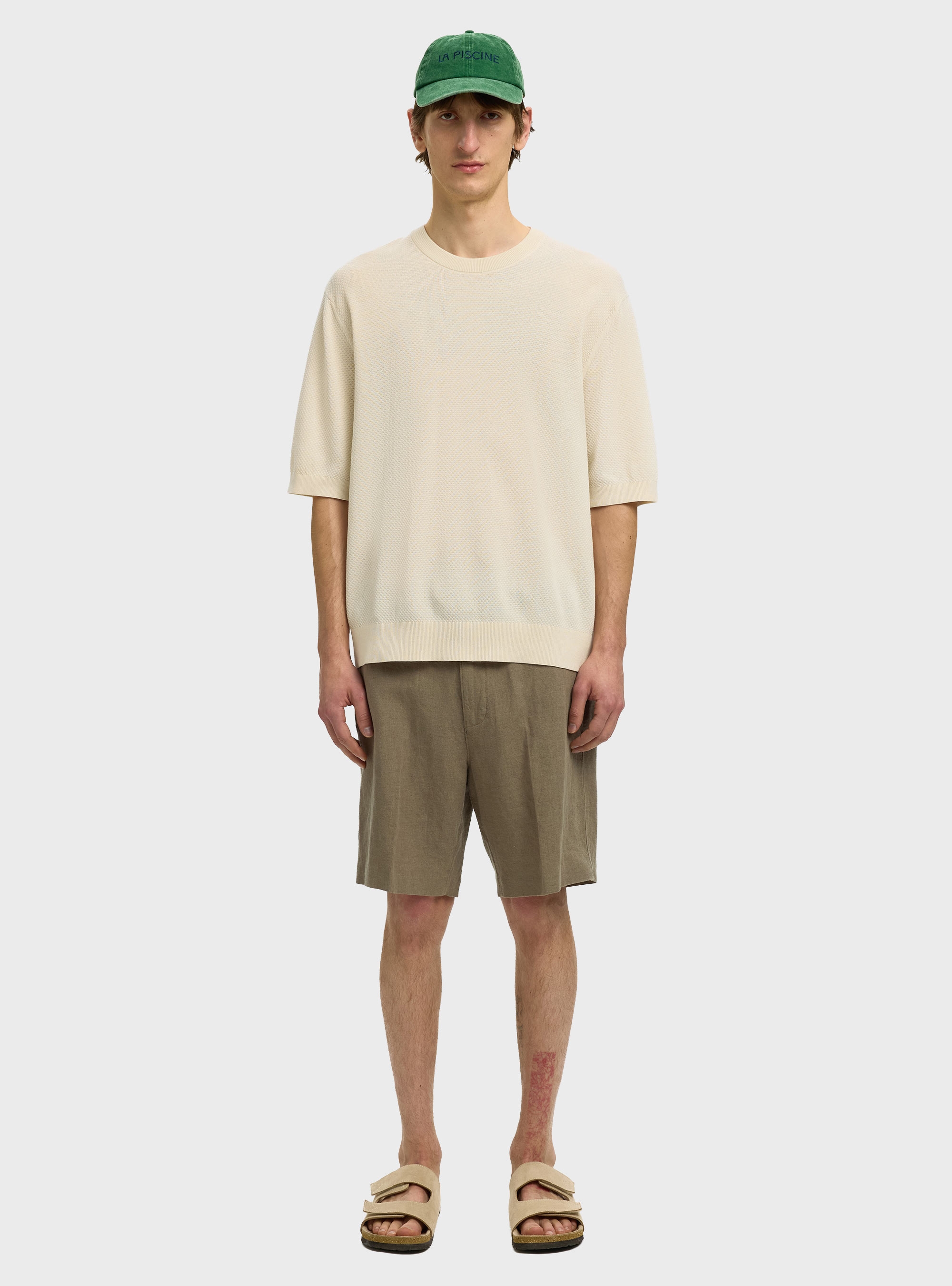 Selected Torino Relaxed Structure Crew Neck Tee - Ecru