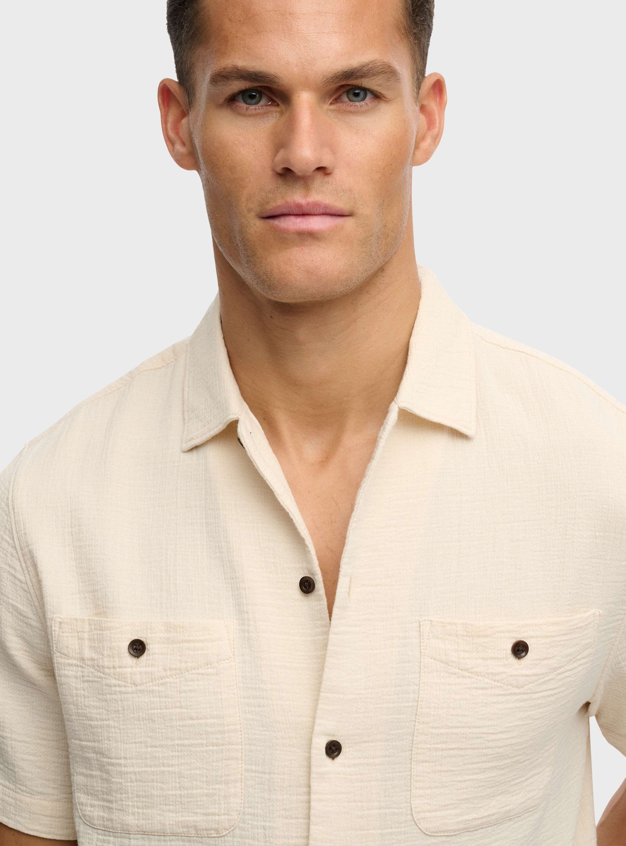 Superdry The Merchant Store - Textured Short Sleeve Shirt - Beige