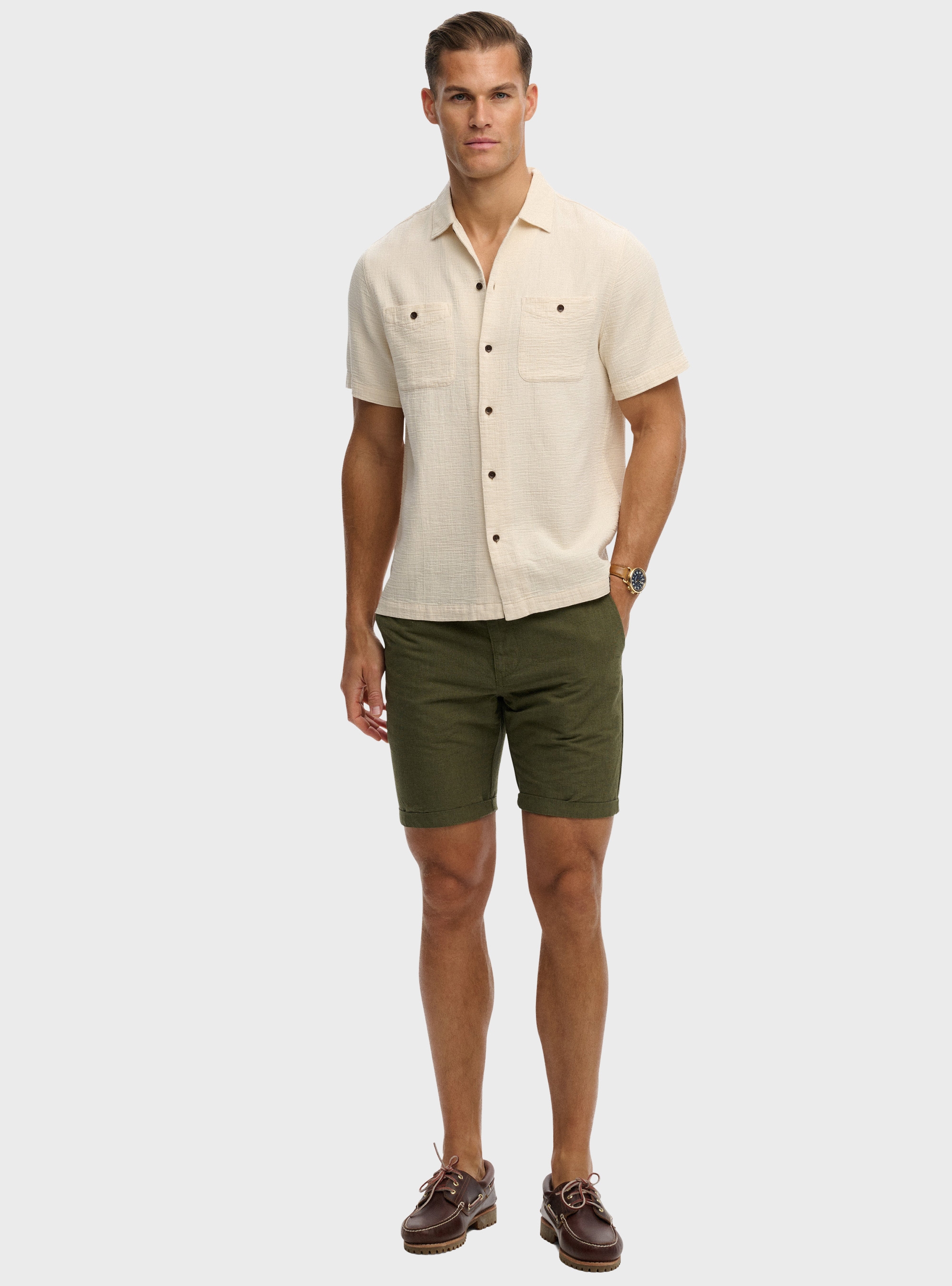 Superdry The Merchant Store - Textured Short Sleeve Shirt - Beige