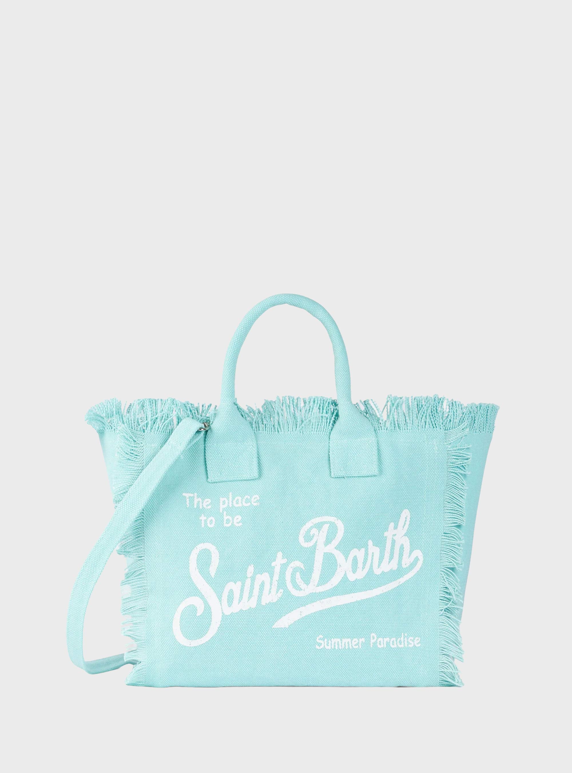 MC2 Saint Barth Canvas Colette bag with fringes - Aquamarine