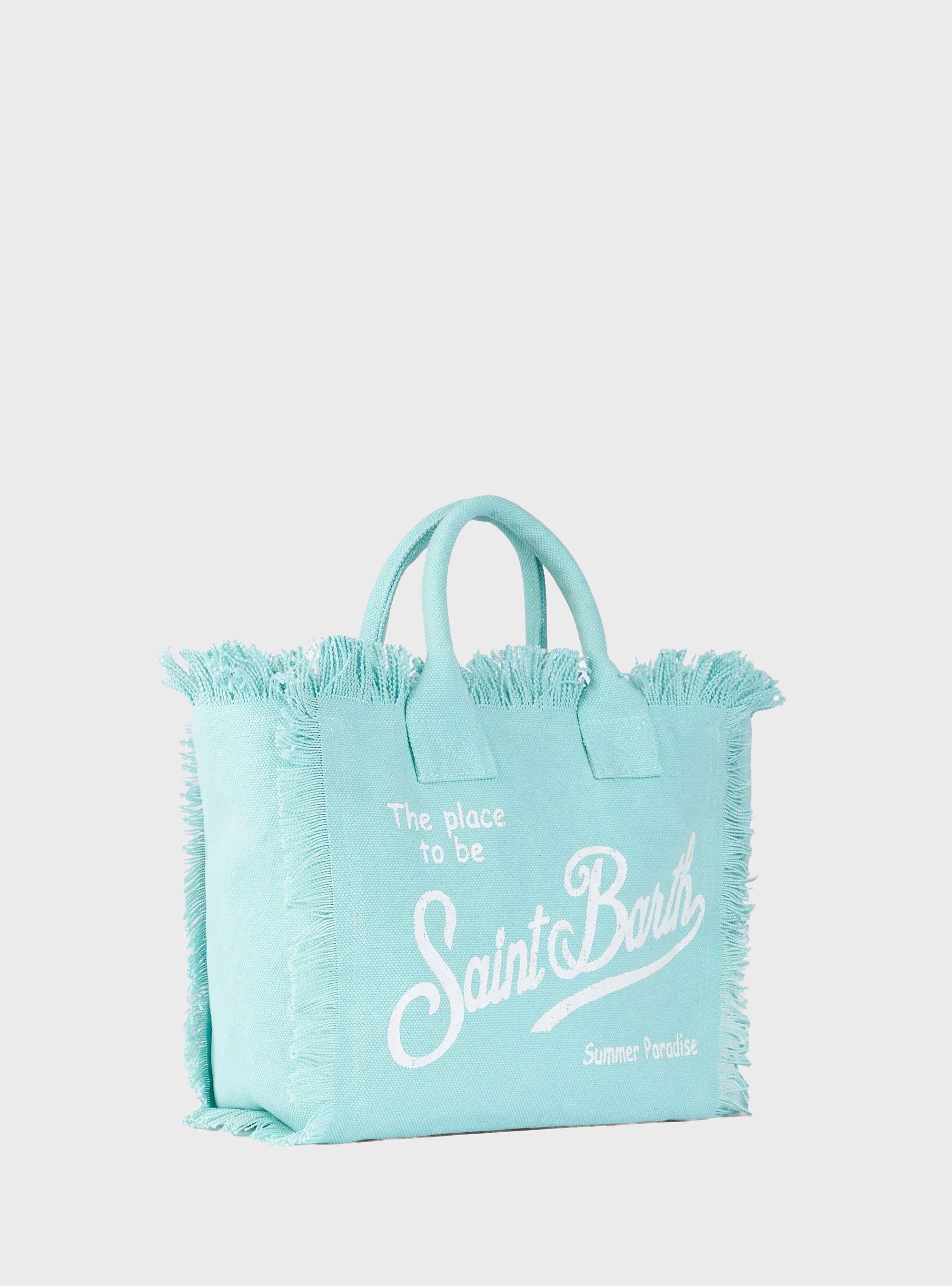 MC2 Saint Barth Canvas Colette bag with fringes - Aquamarine
