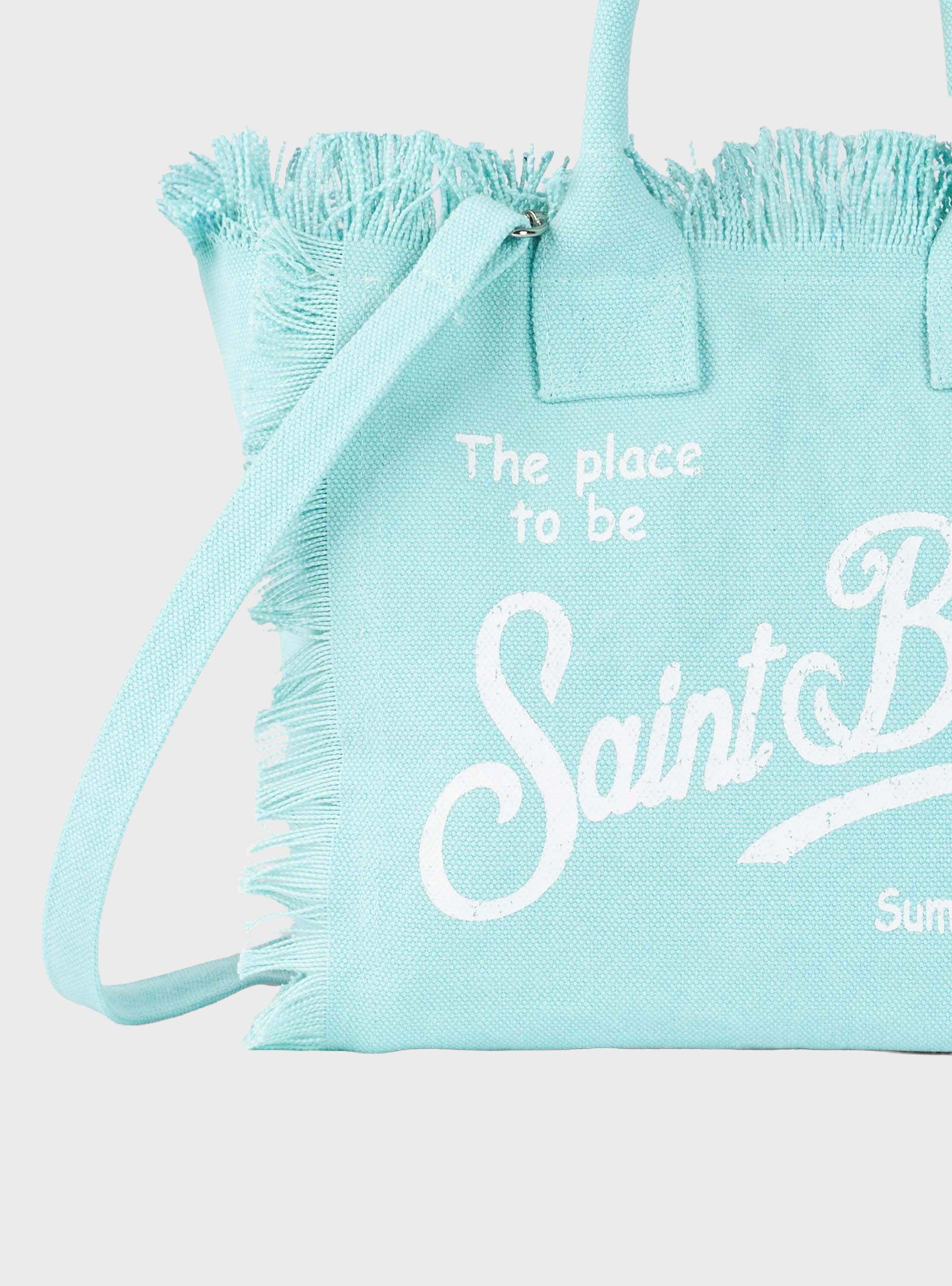 MC2 Saint Barth Canvas Colette bag with fringes - Aquamarine