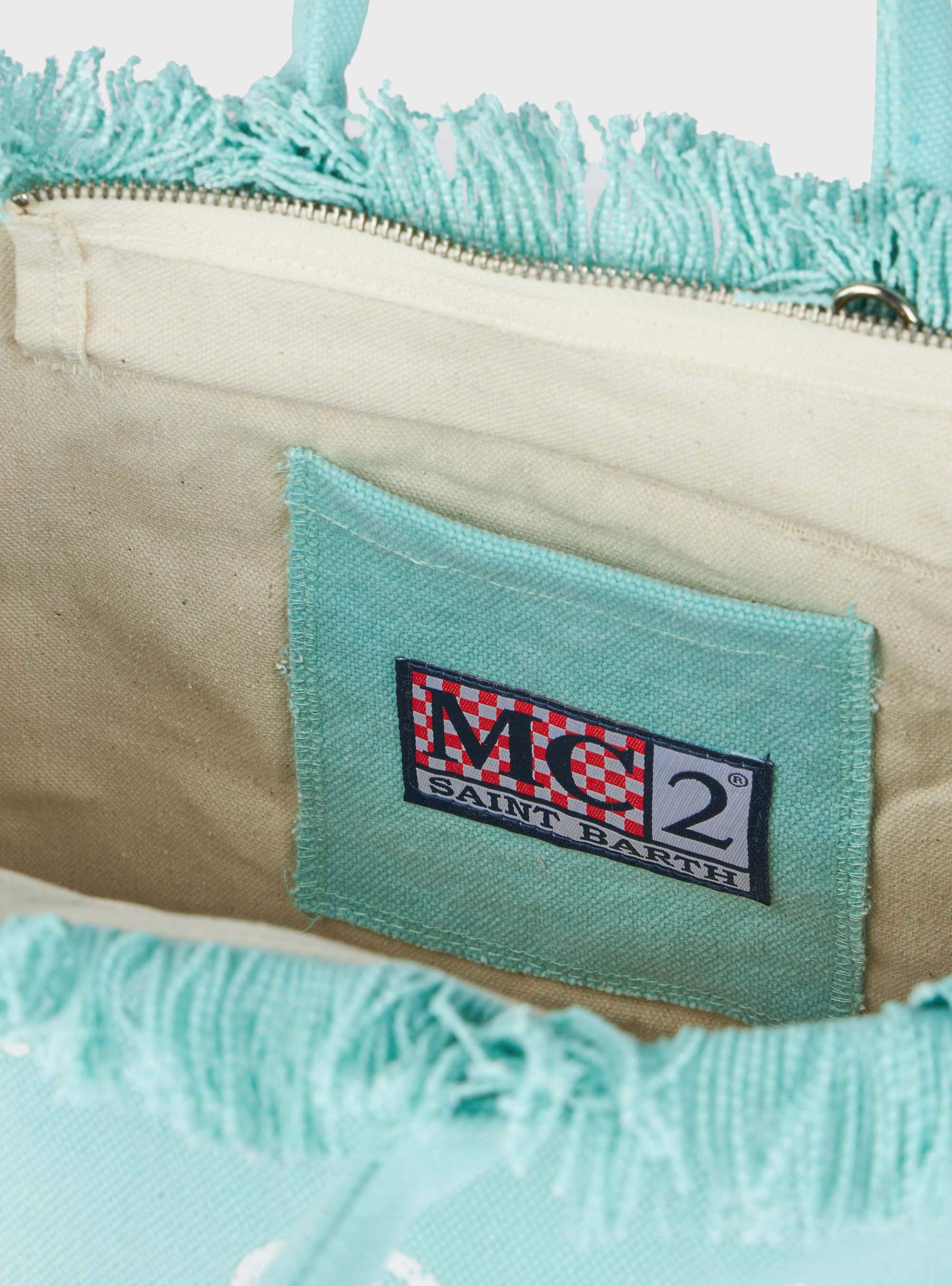 MC2 Saint Barth Canvas Colette bag with fringes - Aquamarine