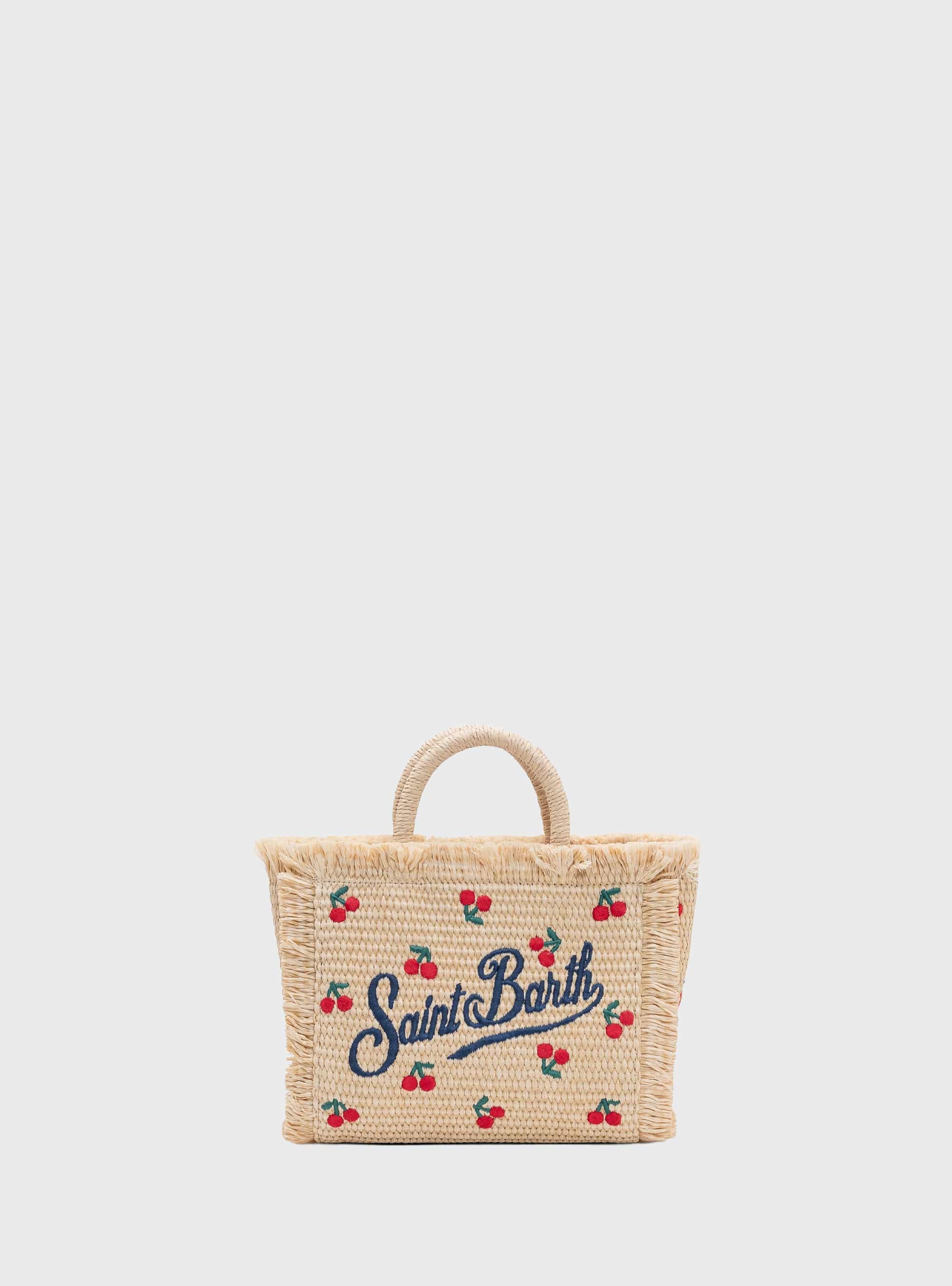 MC2 Saint Barth Mini Vanity Straw effect bag with cherry patch applied - Cherry