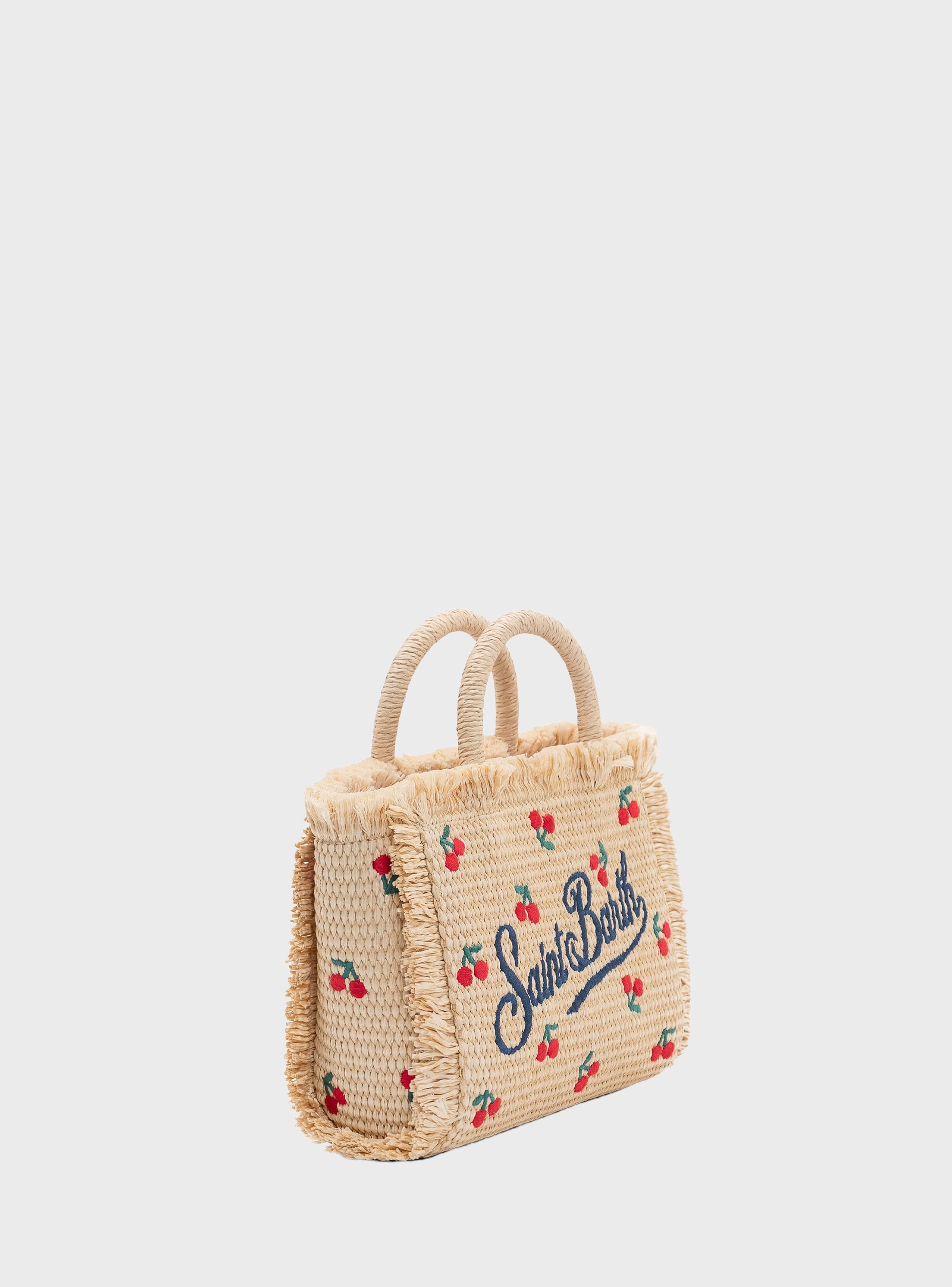 MC2 Saint Barth Mini Vanity Straw effect bag with cherry patch applied - Cherry