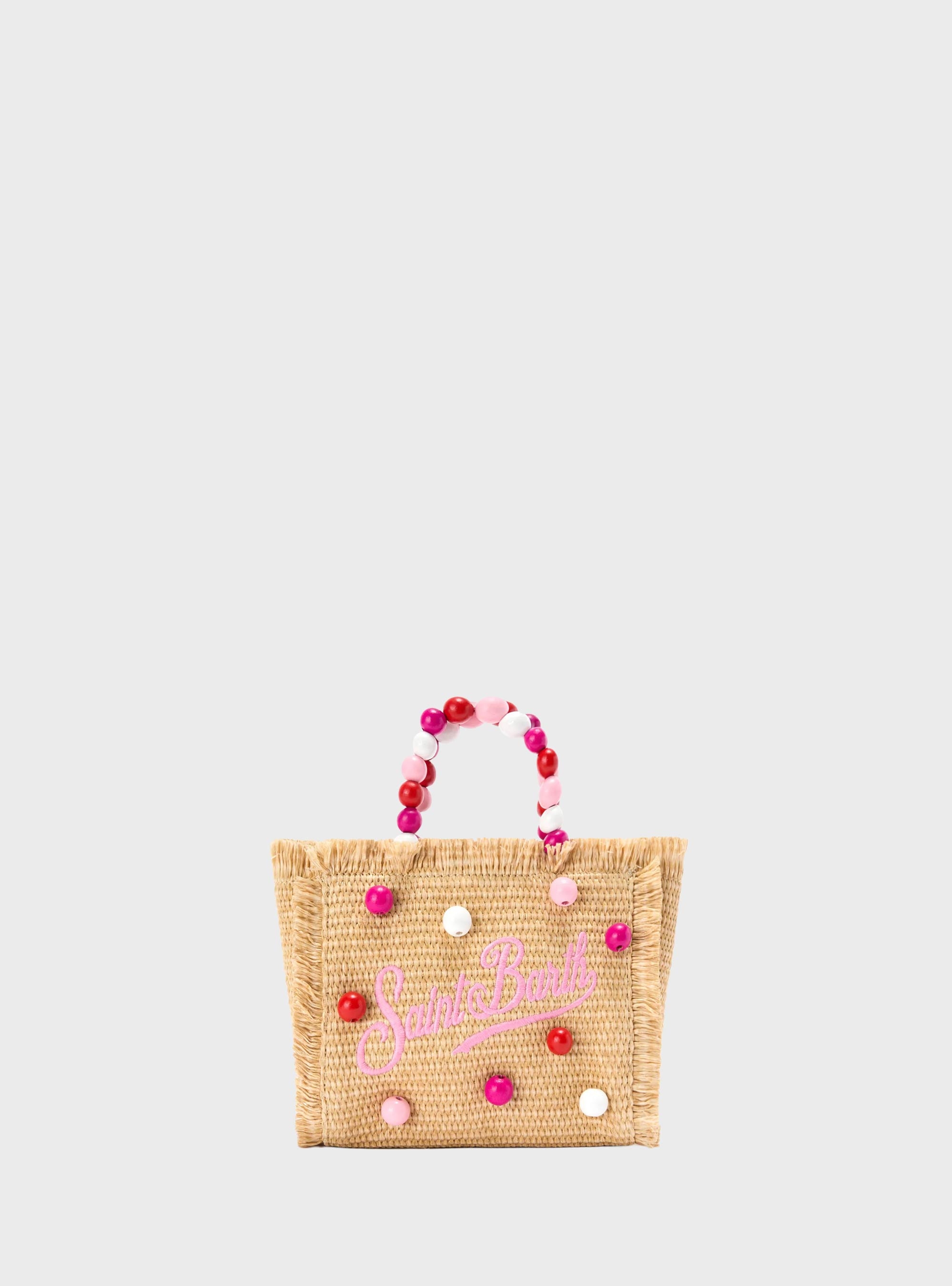 MC2 Saint Barth Vanity mini straw effect bag with beaded handle - Natural