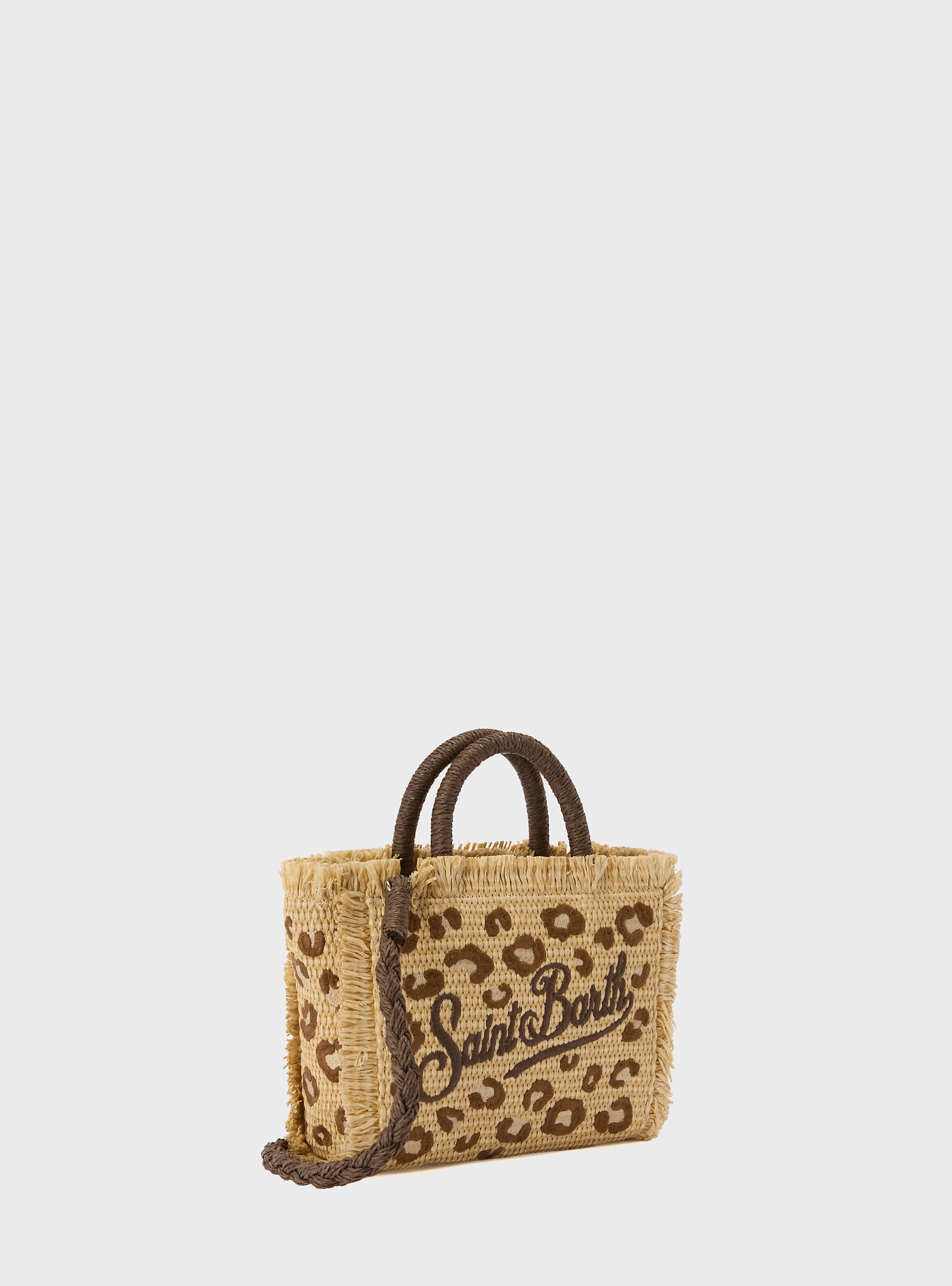 MC2 Saint Barth Vanity mini straw effect bag with leopard embroidery - Leopard Print