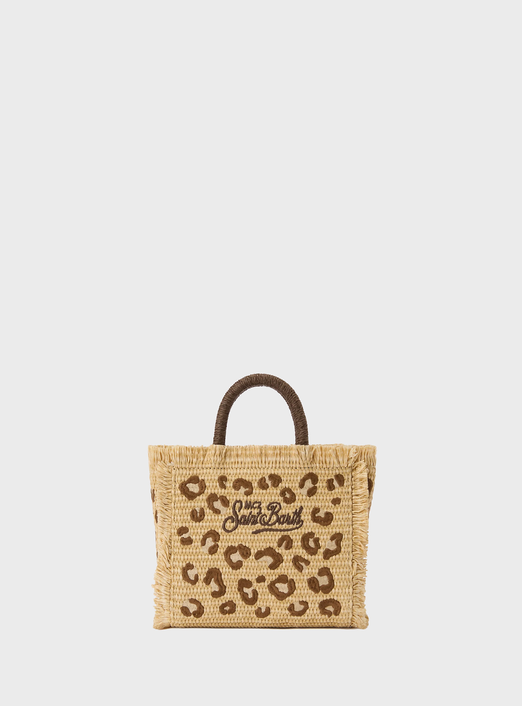 MC2 Saint Barth Vanity mini straw effect bag with leopard embroidery - Leopard Print