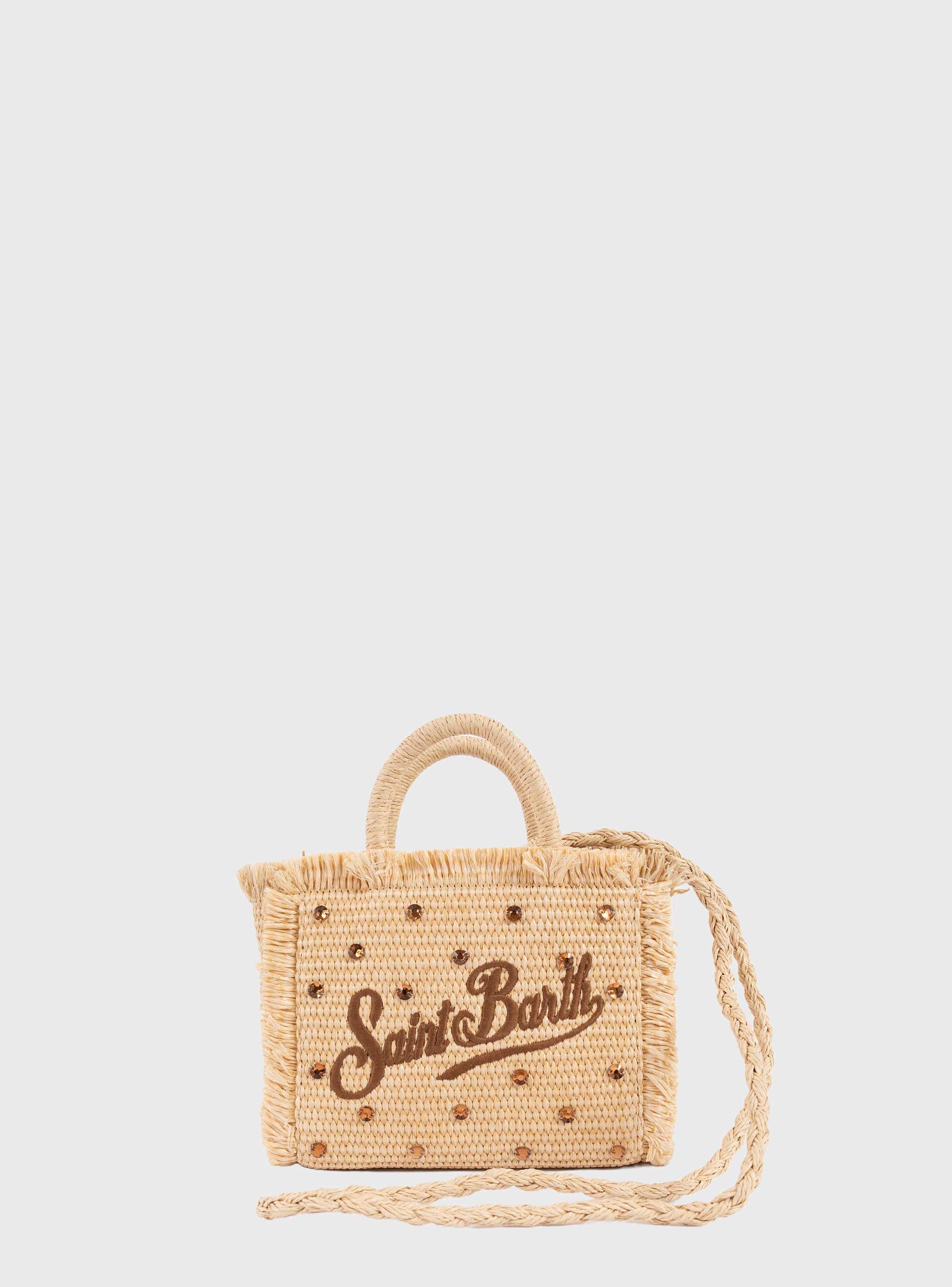 MC2 Saint Barth Mini Vanity Straw effect bag with strass embellishment - Natural