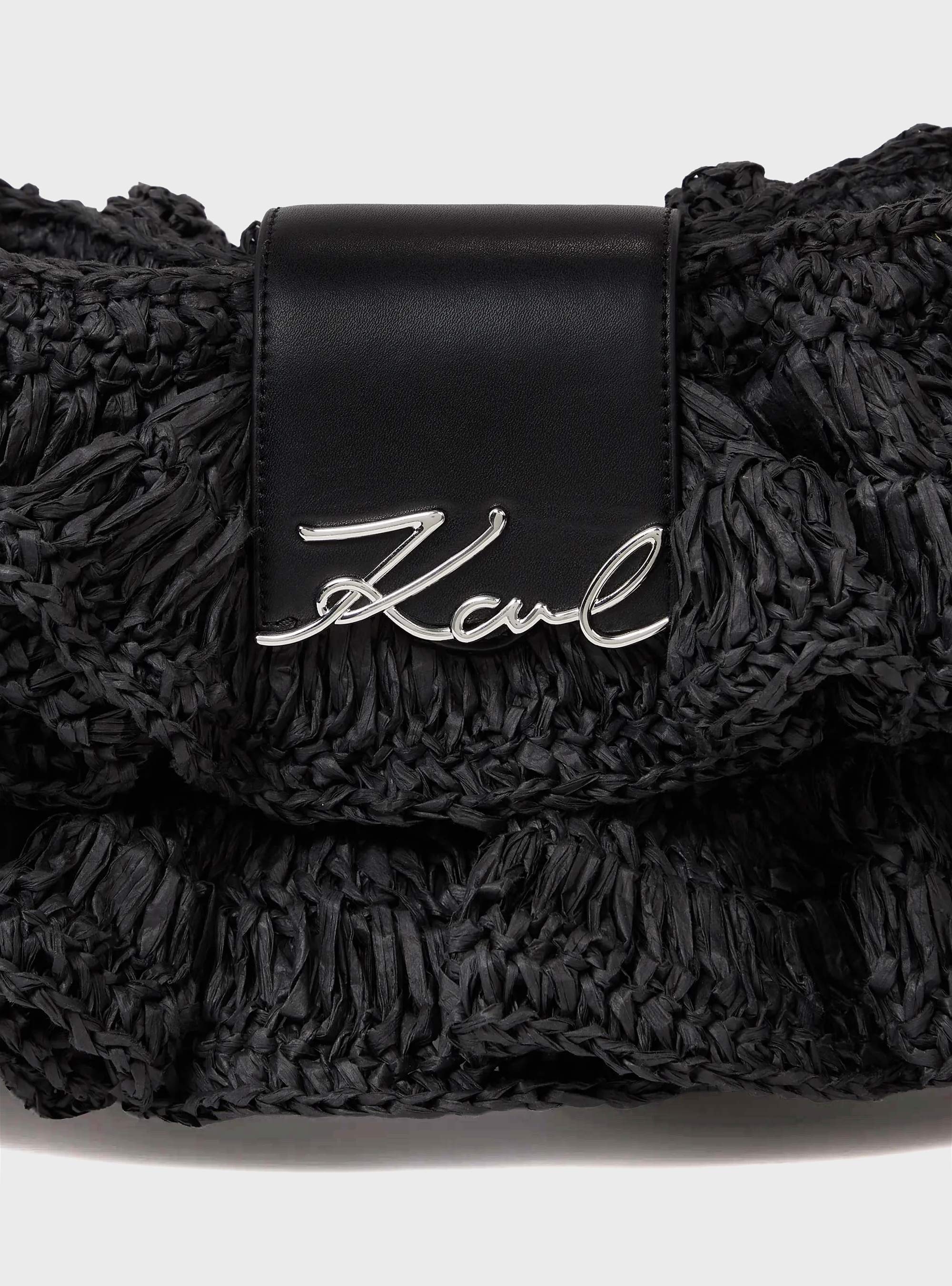 Karl Lagerfeld K/Signature Ruffle Shoulder Bag - Black