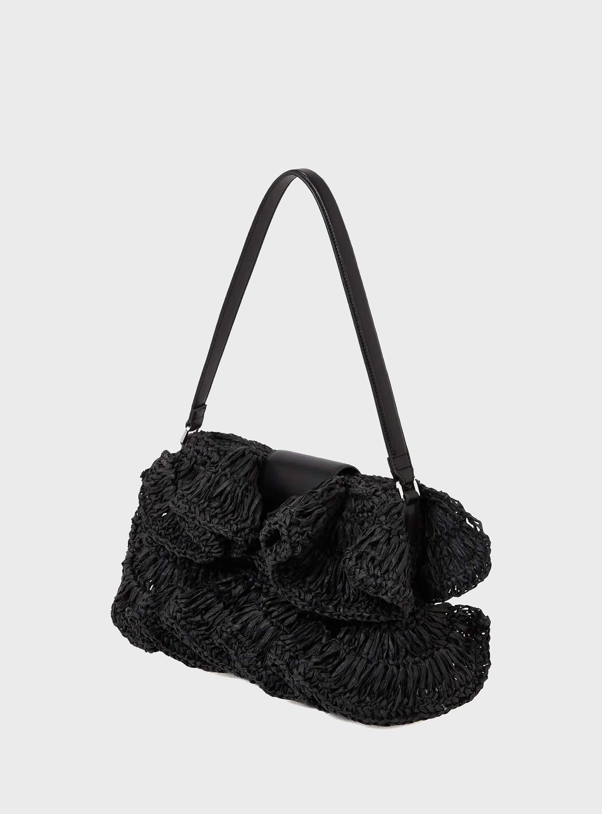 Karl Lagerfeld K/Signature Ruffle Shoulder Bag - Black