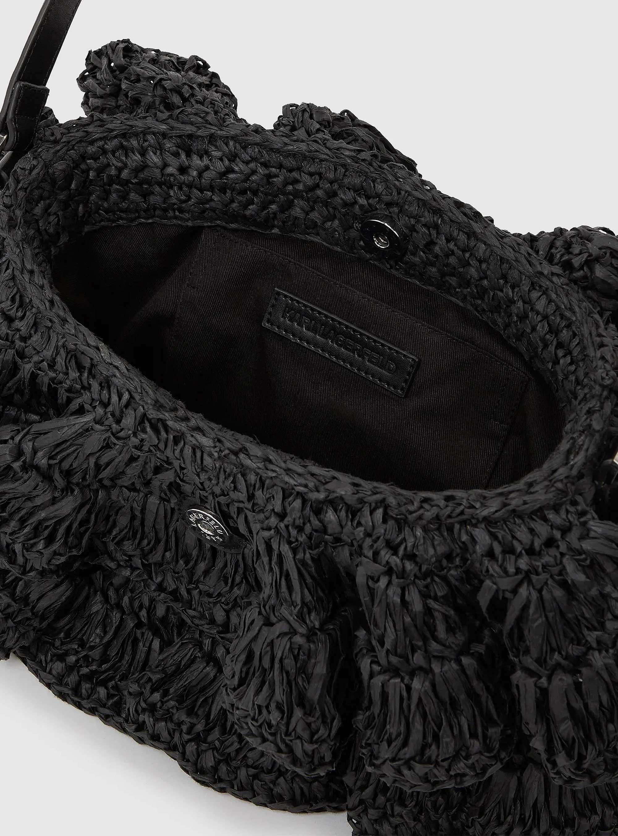 Karl Lagerfeld K/Signature Ruffle Shoulder Bag - Black
