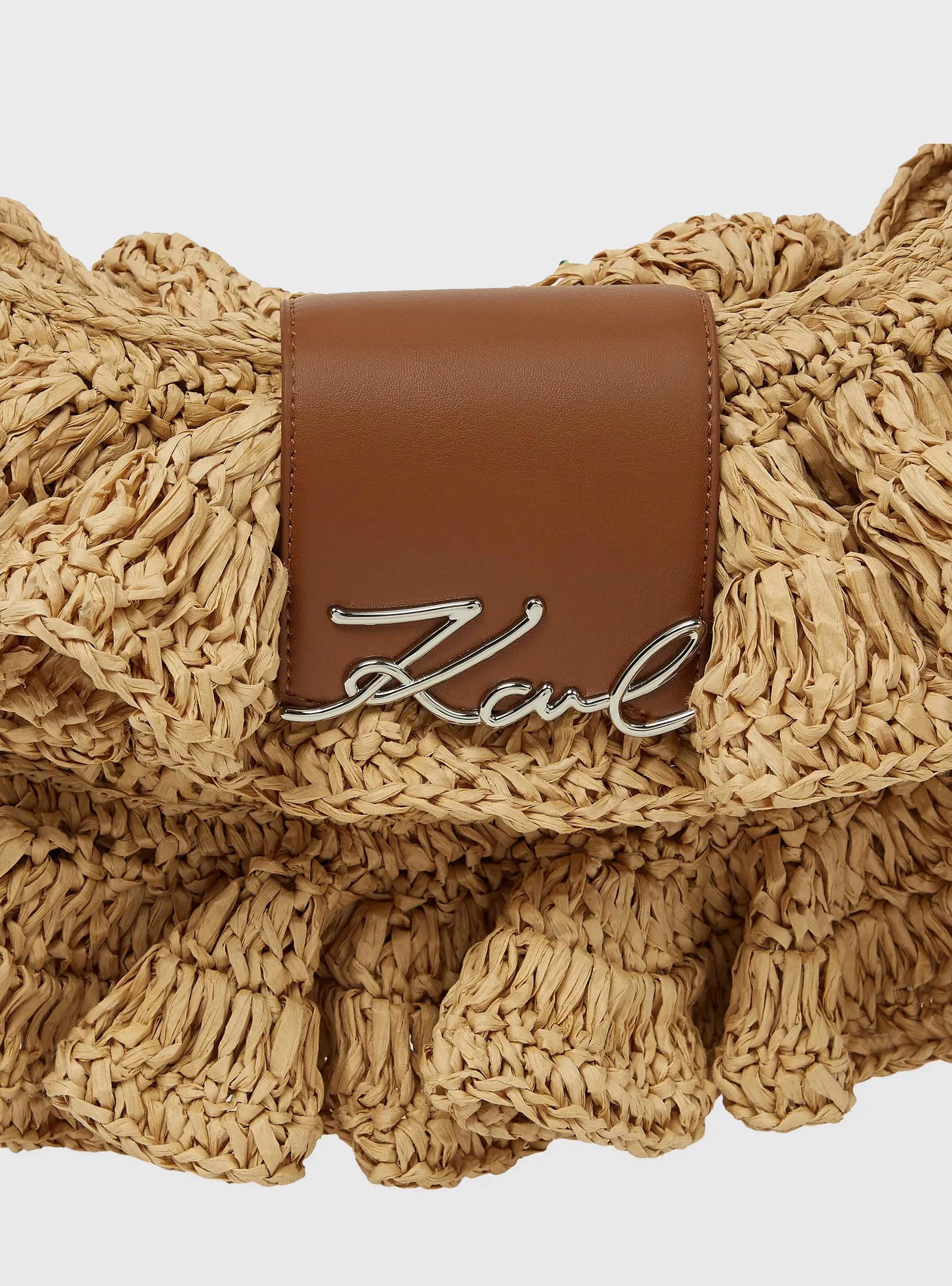 Karl Lagerfeld K/Signature Ruffle Shoulder Bag - Tan
