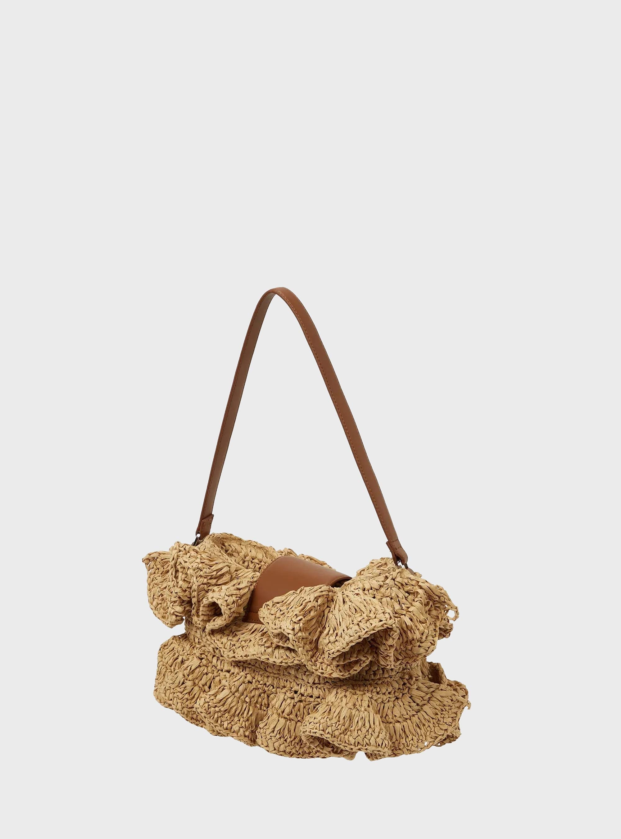 Karl Lagerfeld K/Signature Ruffle Shoulder Bag - Tan