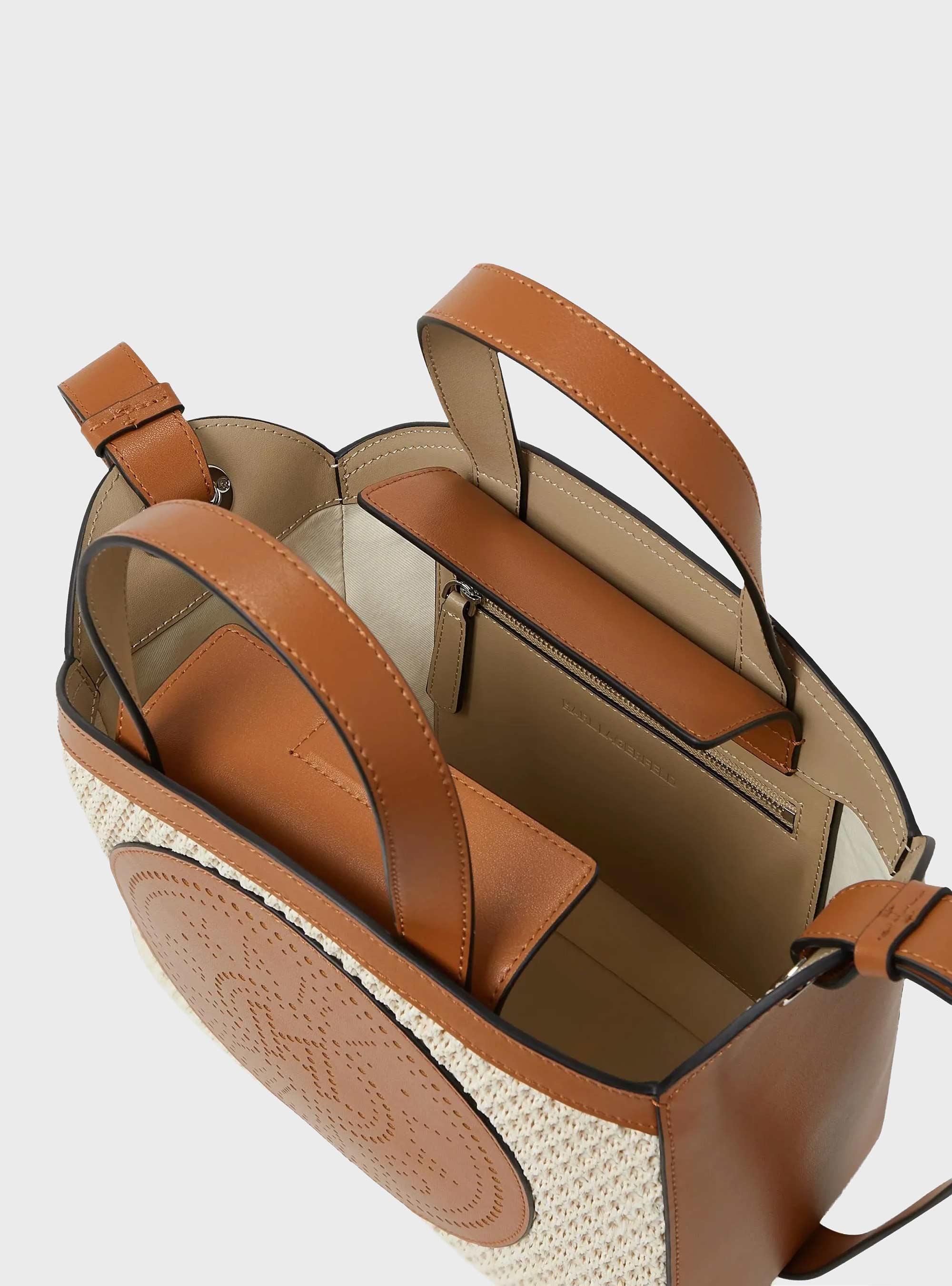 Karl Lagerfeld K/Circle Small Mesh Tote Bag - Tan