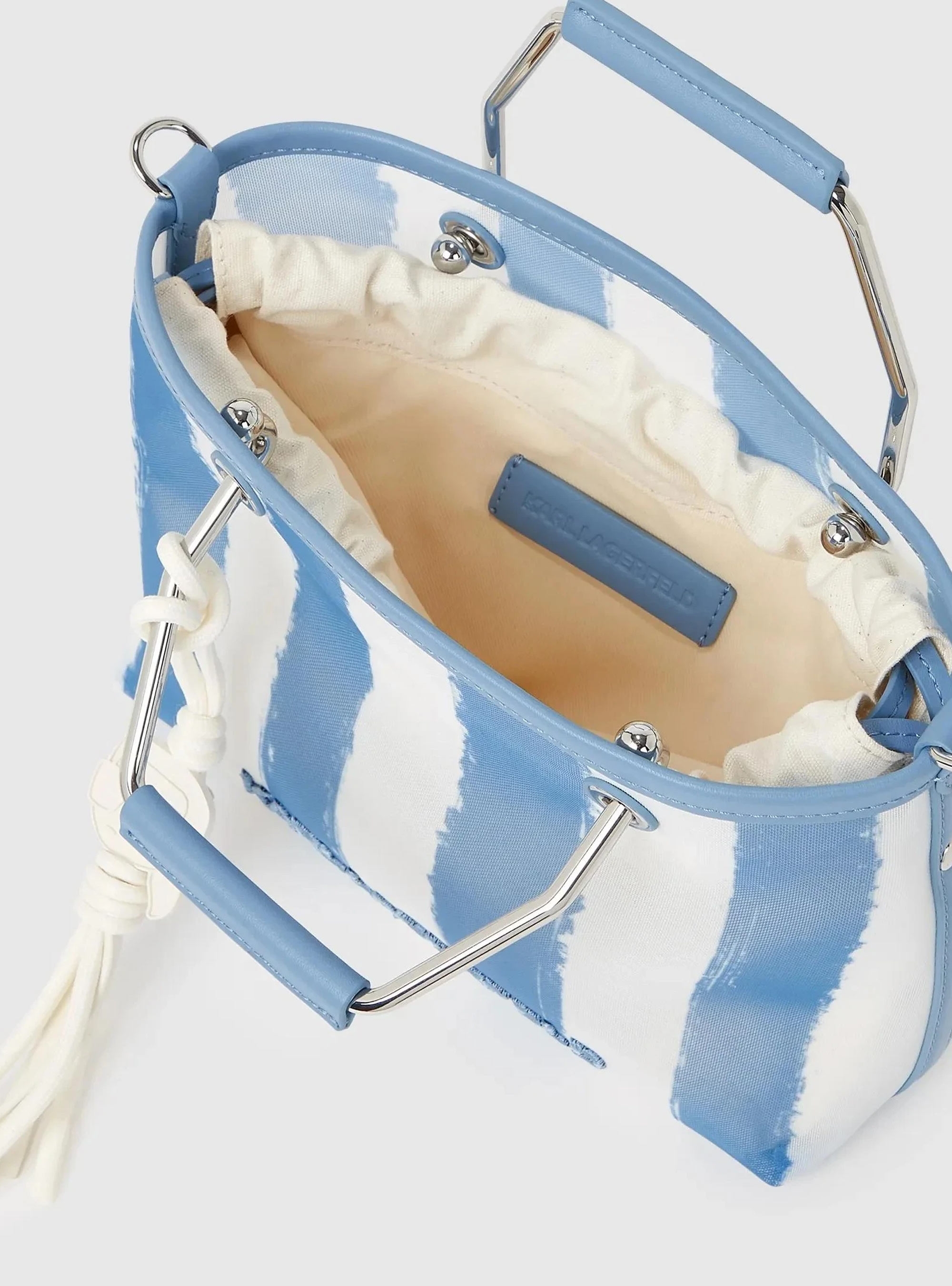 Karl Lagerfeld Ikon Mesh Small Tote Bag - Striped Blue