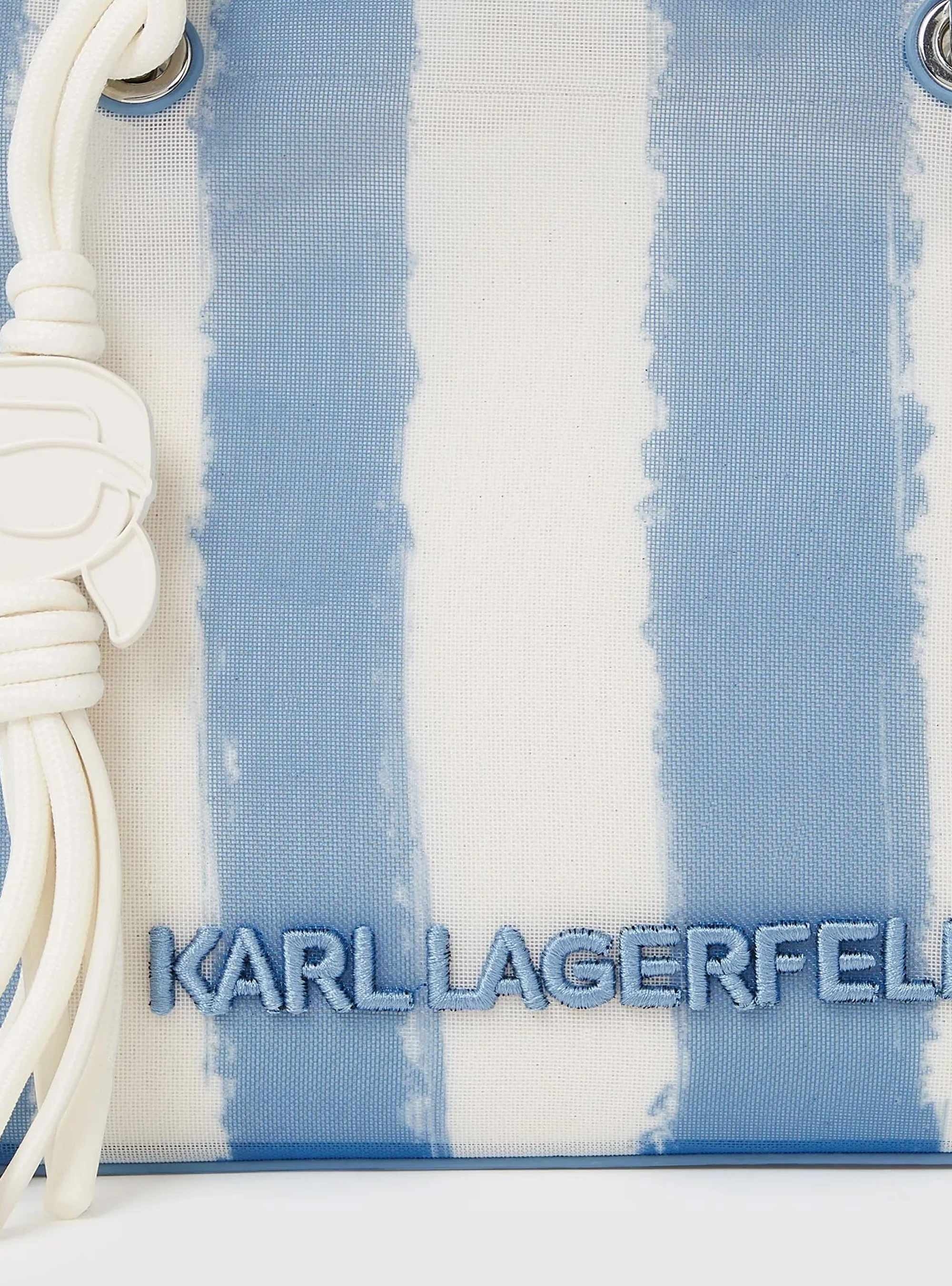 Karl Lagerfeld Ikon Mesh Small Tote Bag - Striped Blue
