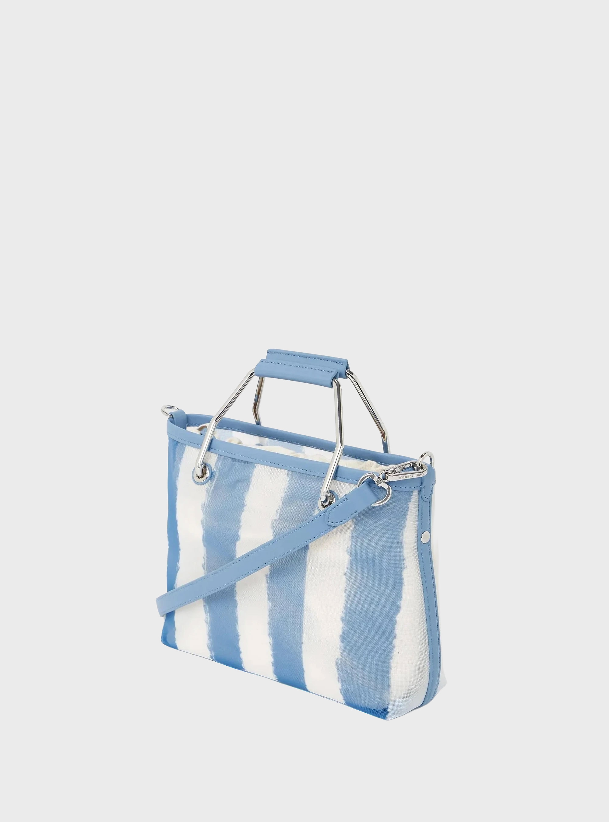 Karl Lagerfeld Ikon Mesh Small Tote Bag - Striped Blue