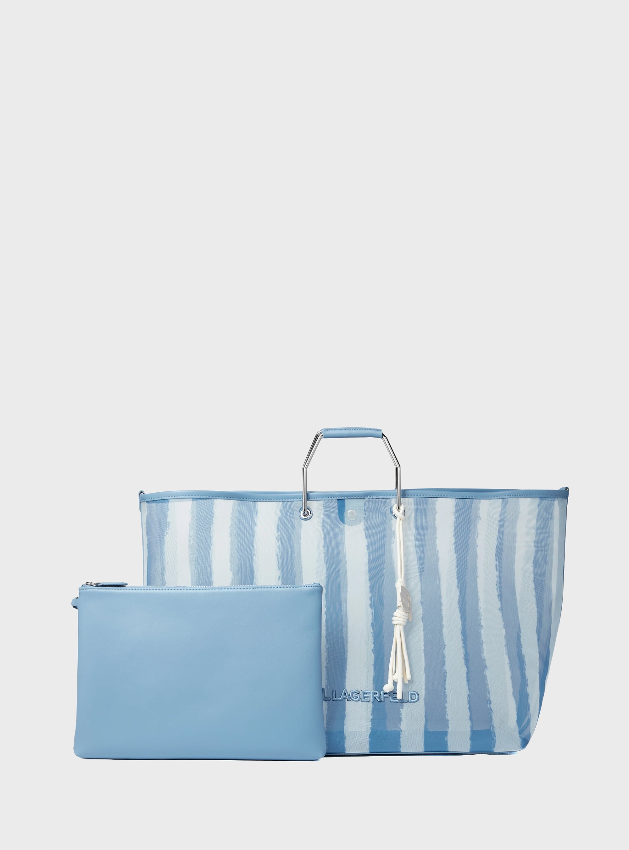 Karl Lagerfeld Ikon Mesh Xxl Tote - Striped Blue