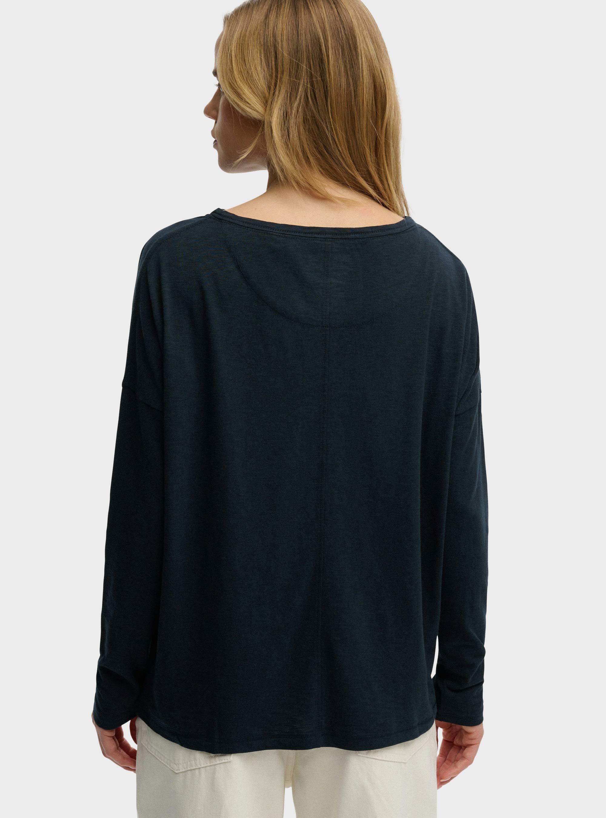 Superdry Studios Boat Neck Slub Long Sleeve Top - Navy