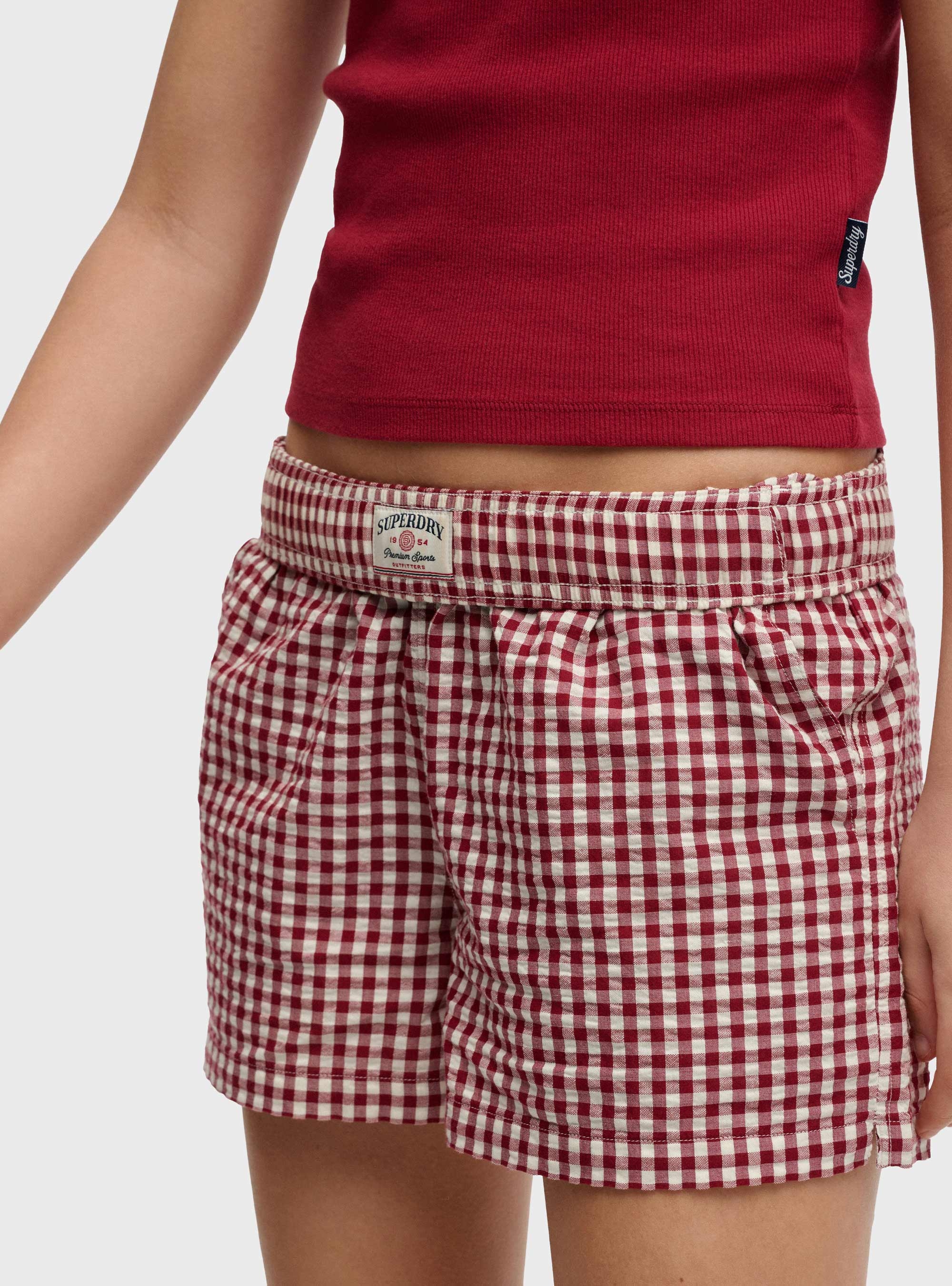 Superdry Organic Cotton Stripe Elasticated Shorts - Red