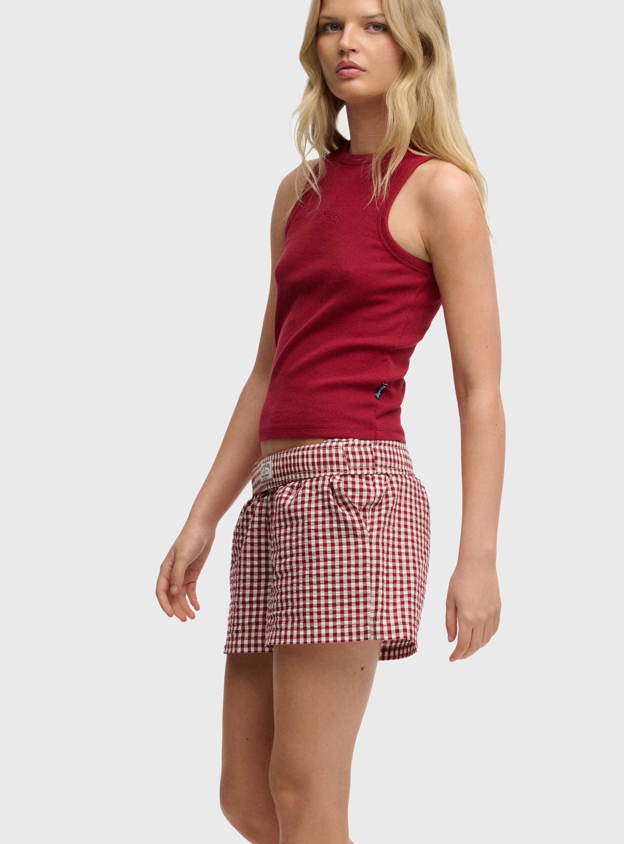 Superdry Organic Cotton Stripe Elasticated Shorts - Red