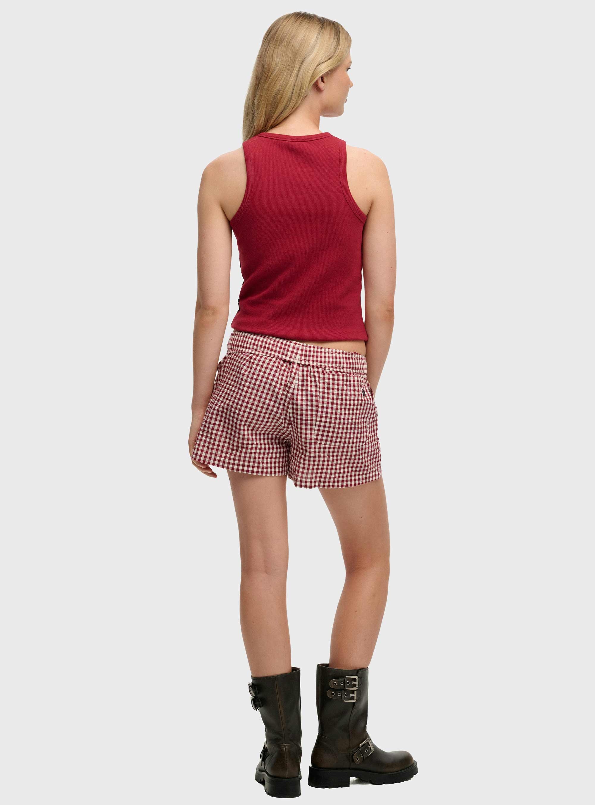 Superdry Organic Cotton Stripe Elasticated Shorts - Red