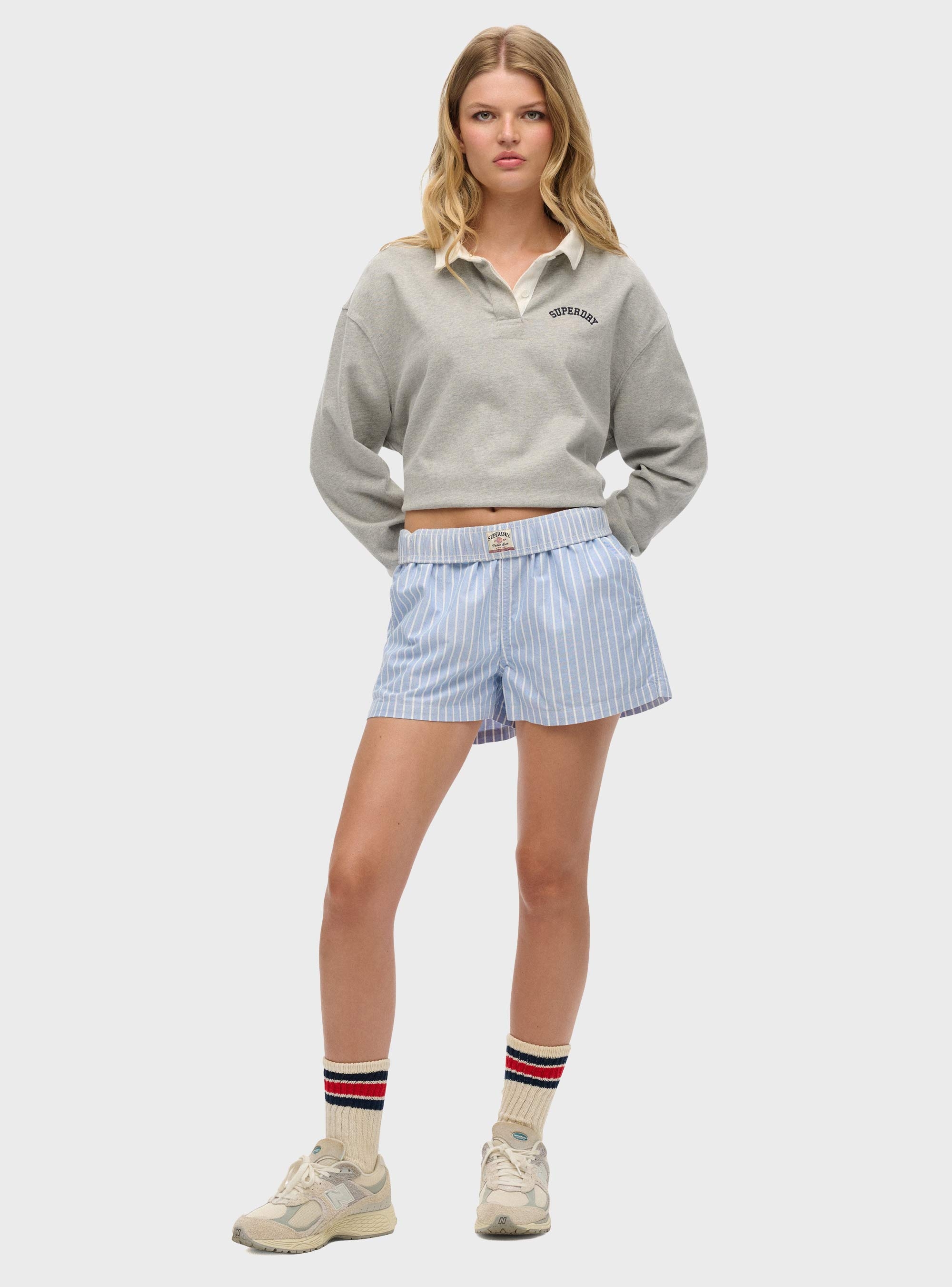Superdry Organic Cotton Stripe Elasticated Shorts - Blue