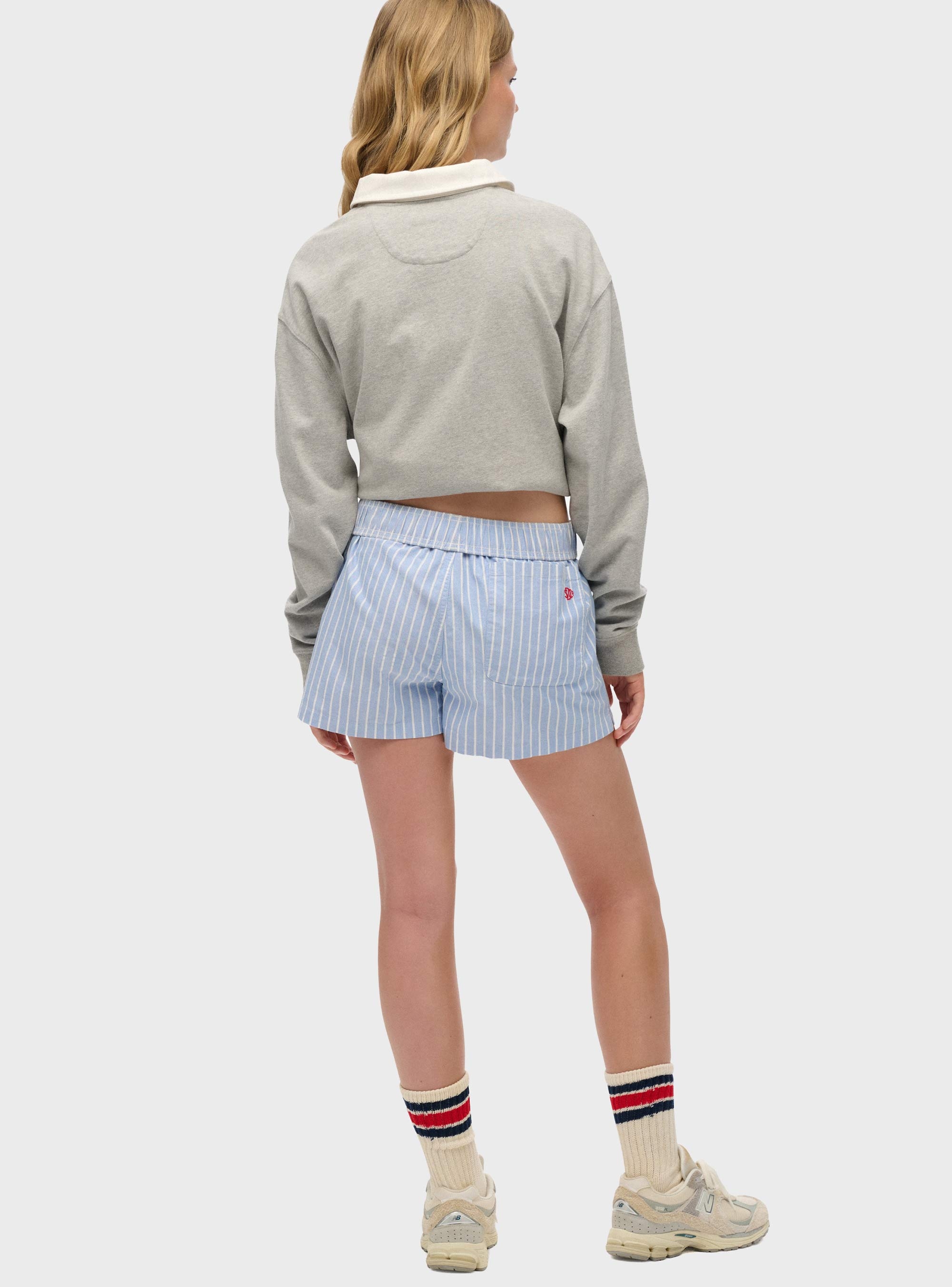 Superdry Organic Cotton Stripe Elasticated Shorts - Blue