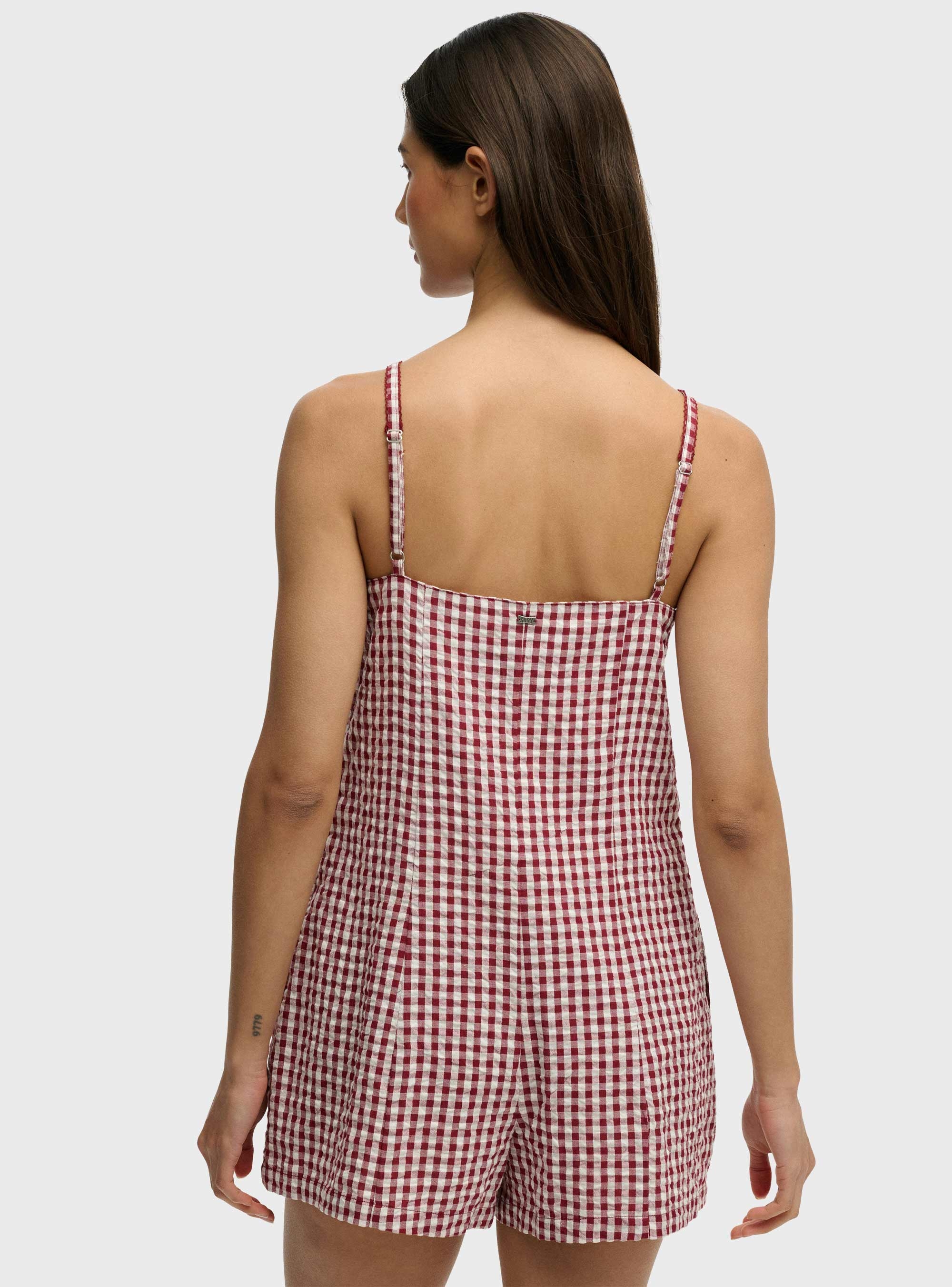 Superdry Gingham Cami Playsuit - Red