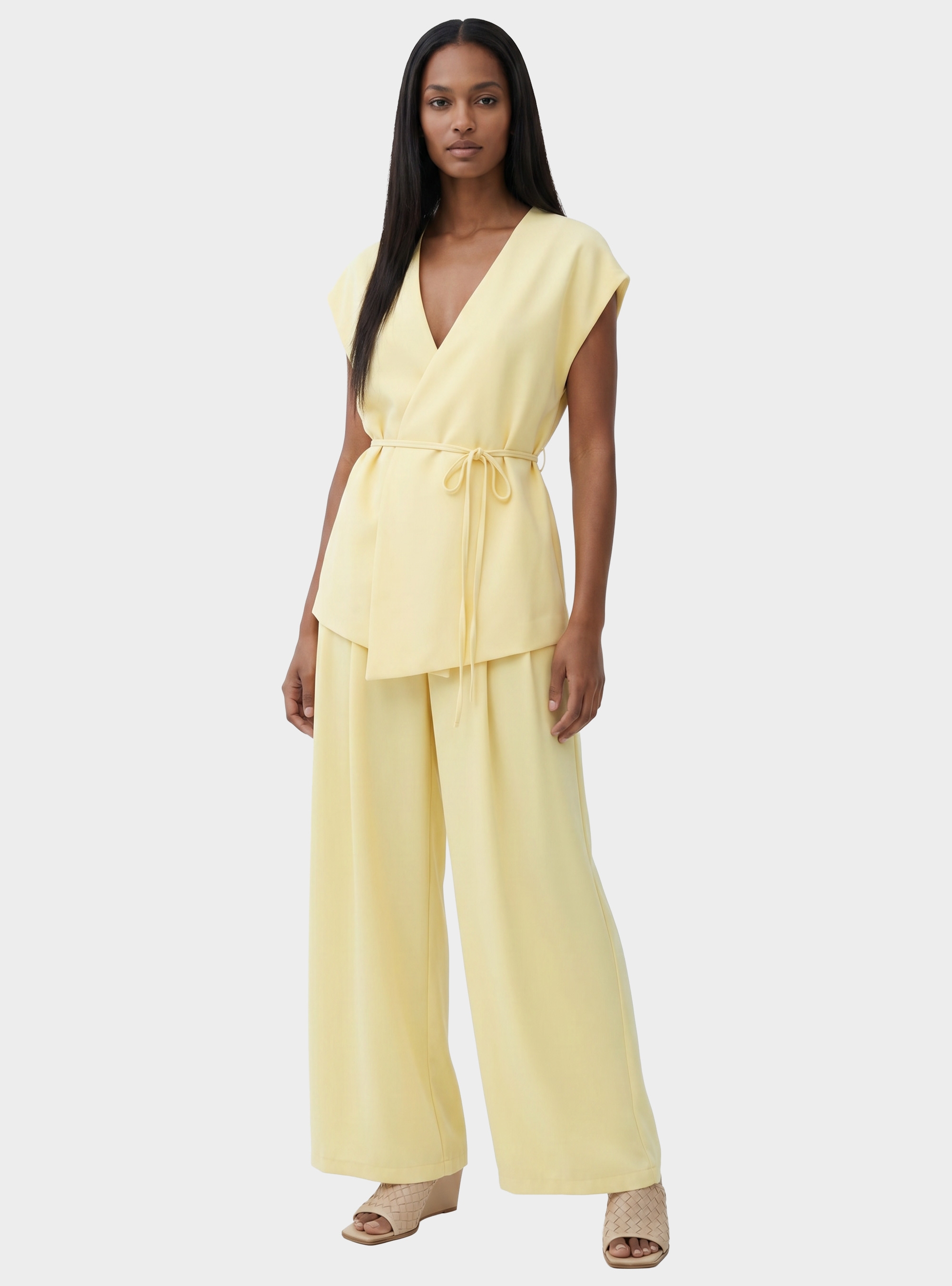 Philia Loft Wide Leg Trousers - Yellow