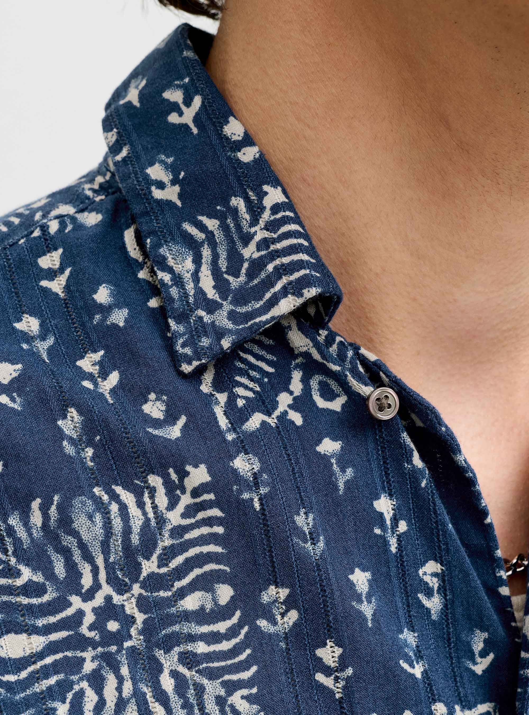 Jack & Jones Premium Lyon Print Dobby Shirt - Blue
