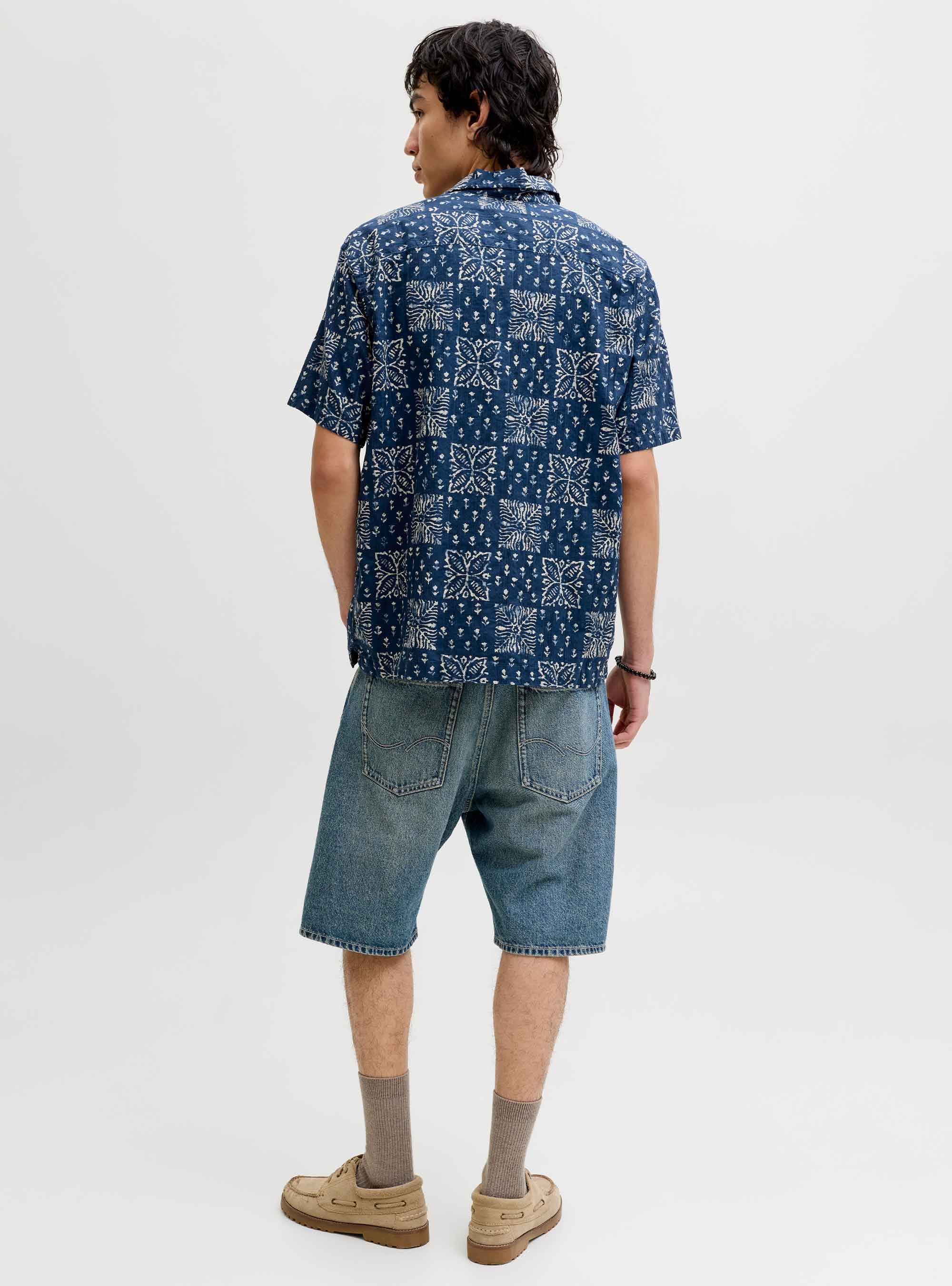 Jack & Jones Premium Lyon Print Dobby Shirt - Blue
