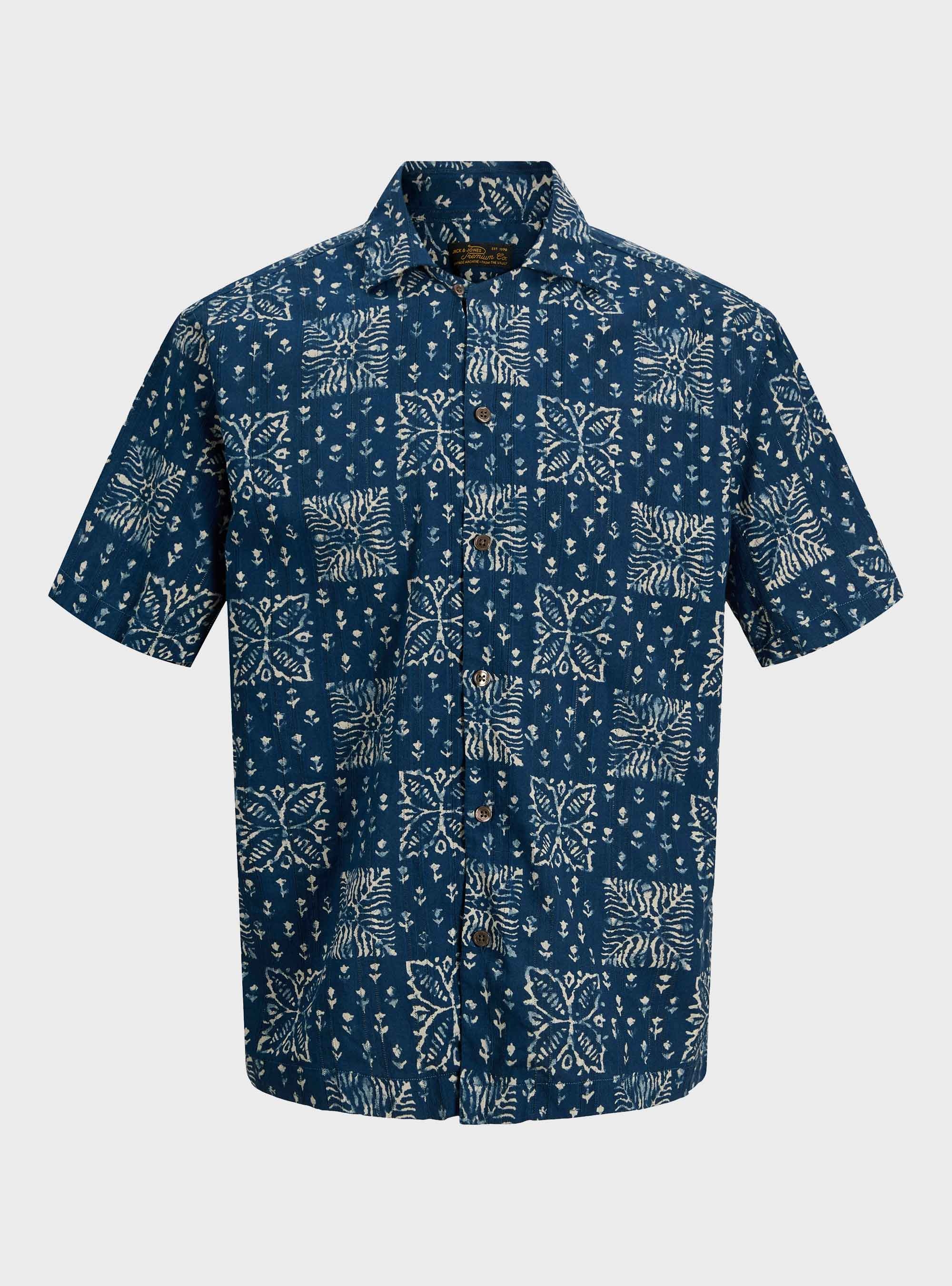 Jack & Jones Premium Lyon Print Dobby Shirt - Blue