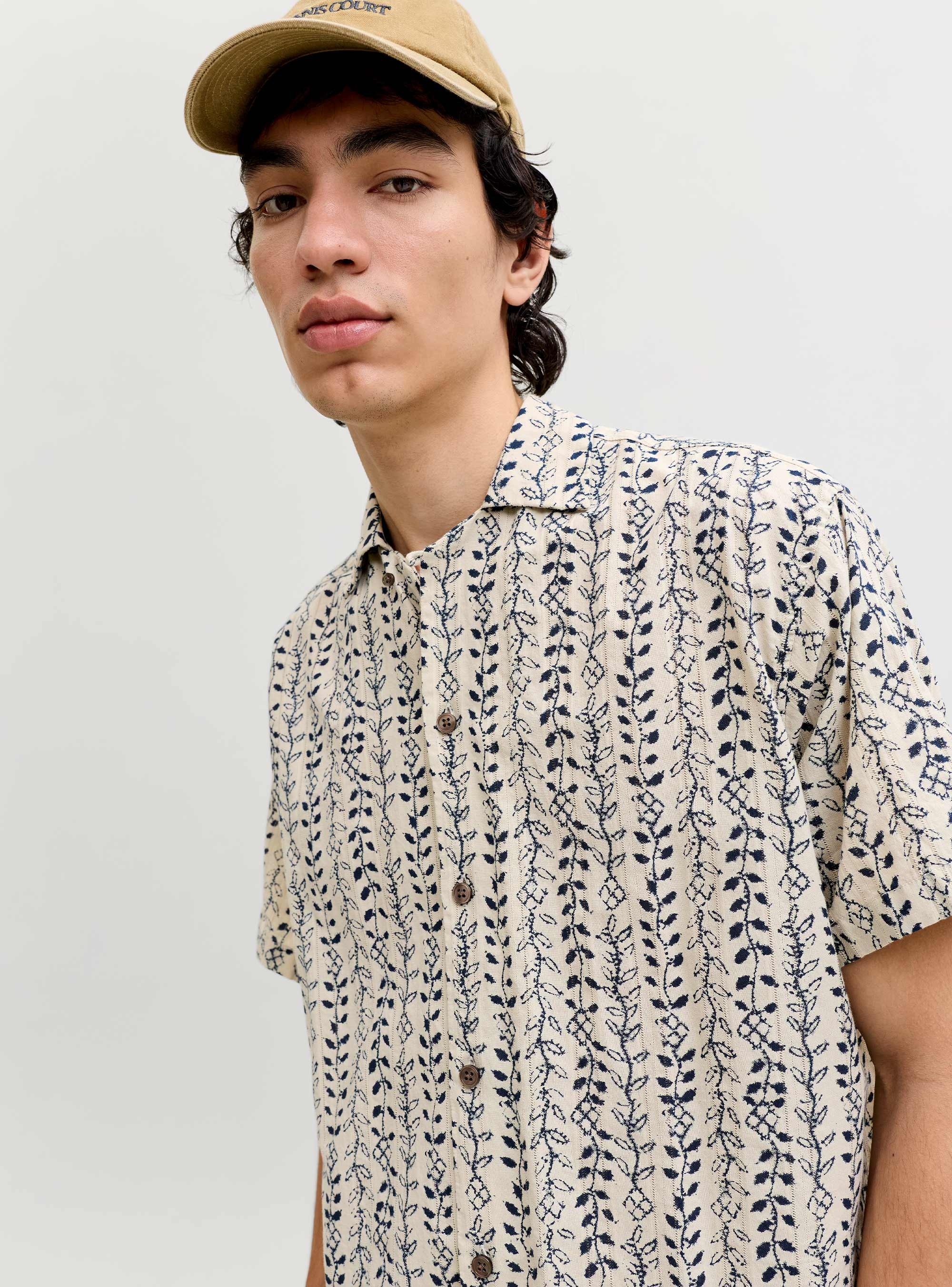 Jack & Jones Premium Lyon Print Dobby Shirt - Beige