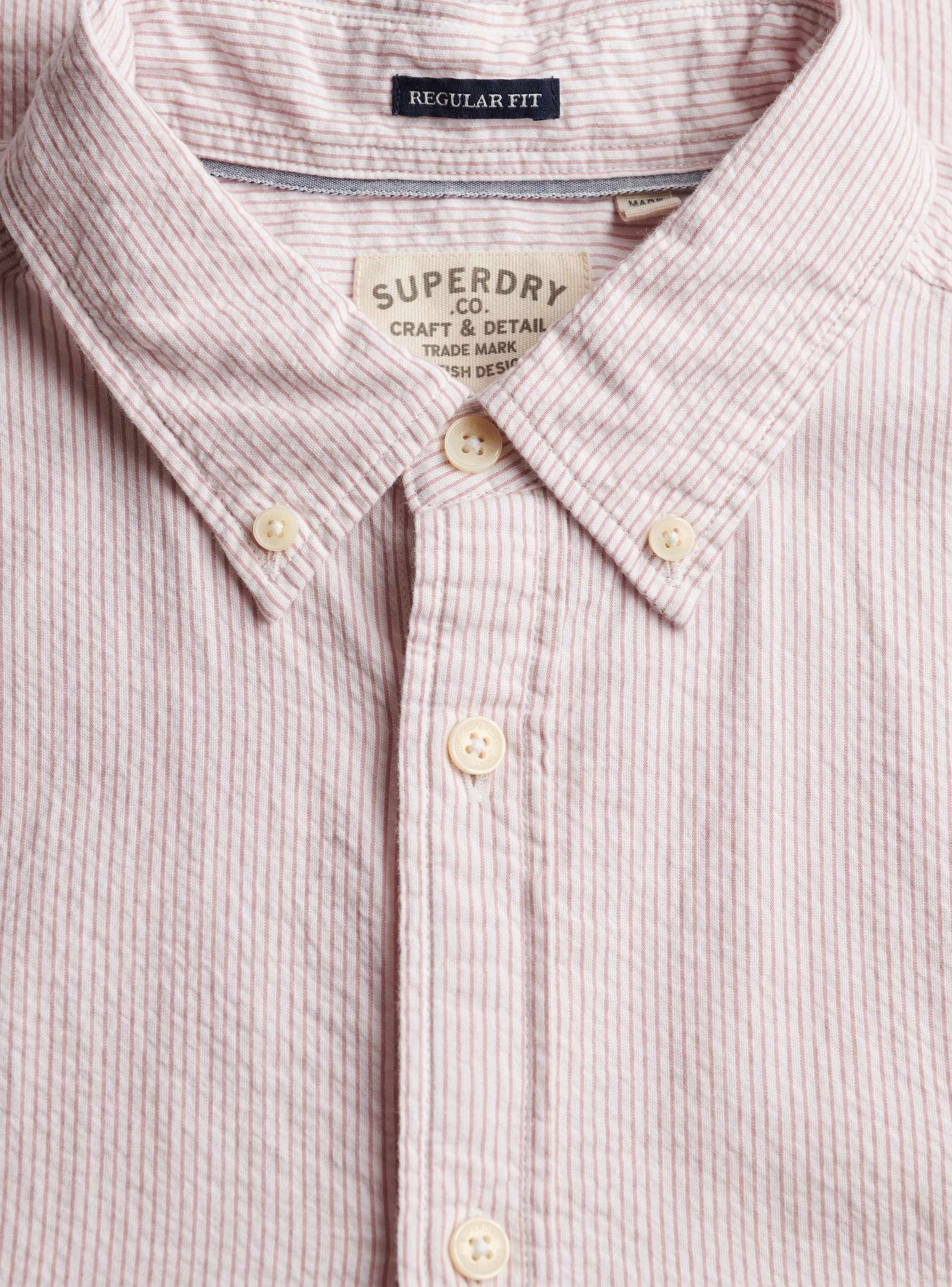 Superdry Classic Seersucker Short Sleeve Shirt - Pale Pink