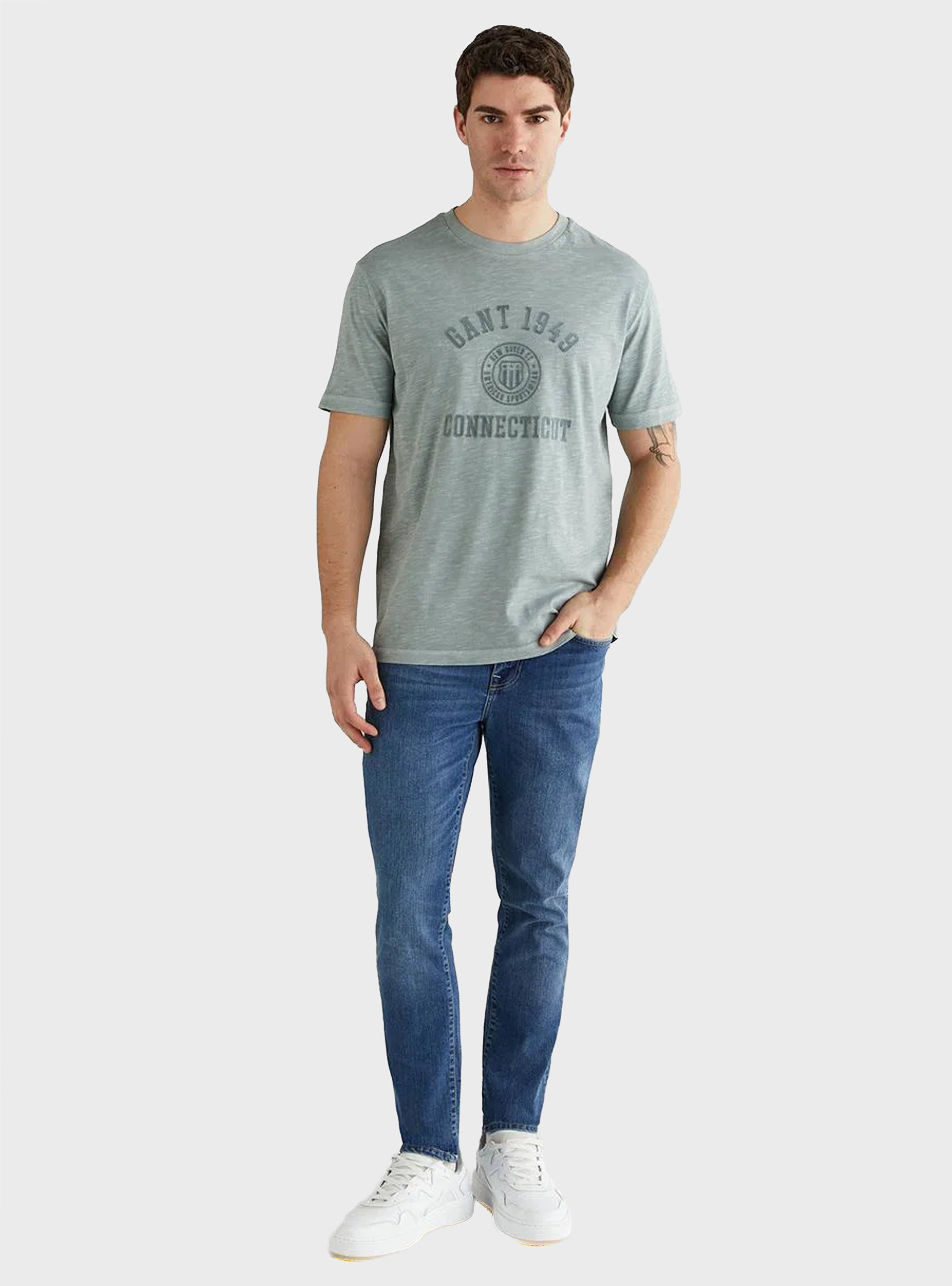 Gant Printed Short-Sleeve T-Shirt - Charcoal