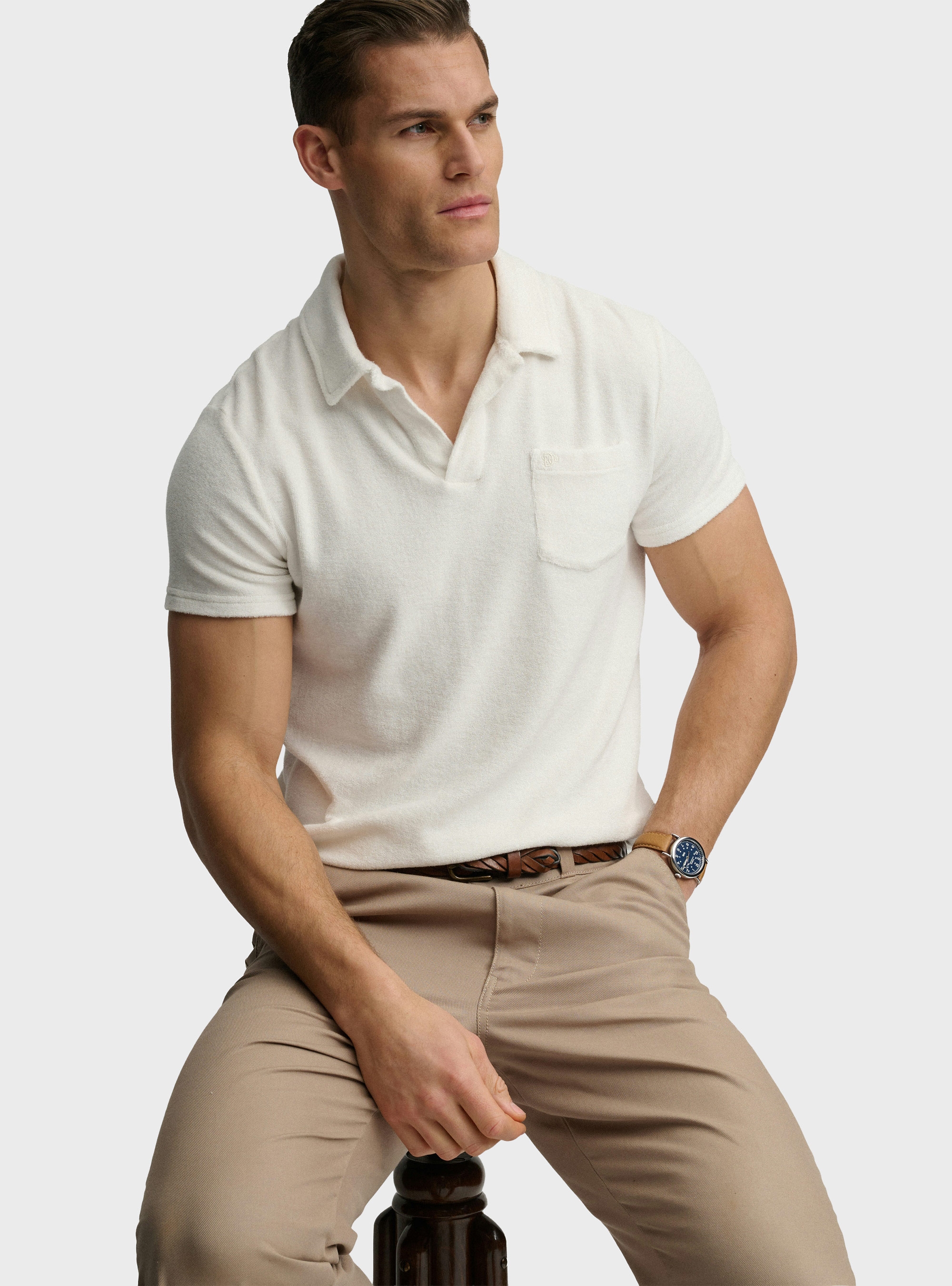 Superdry Towelling Polo Shirt - Off White