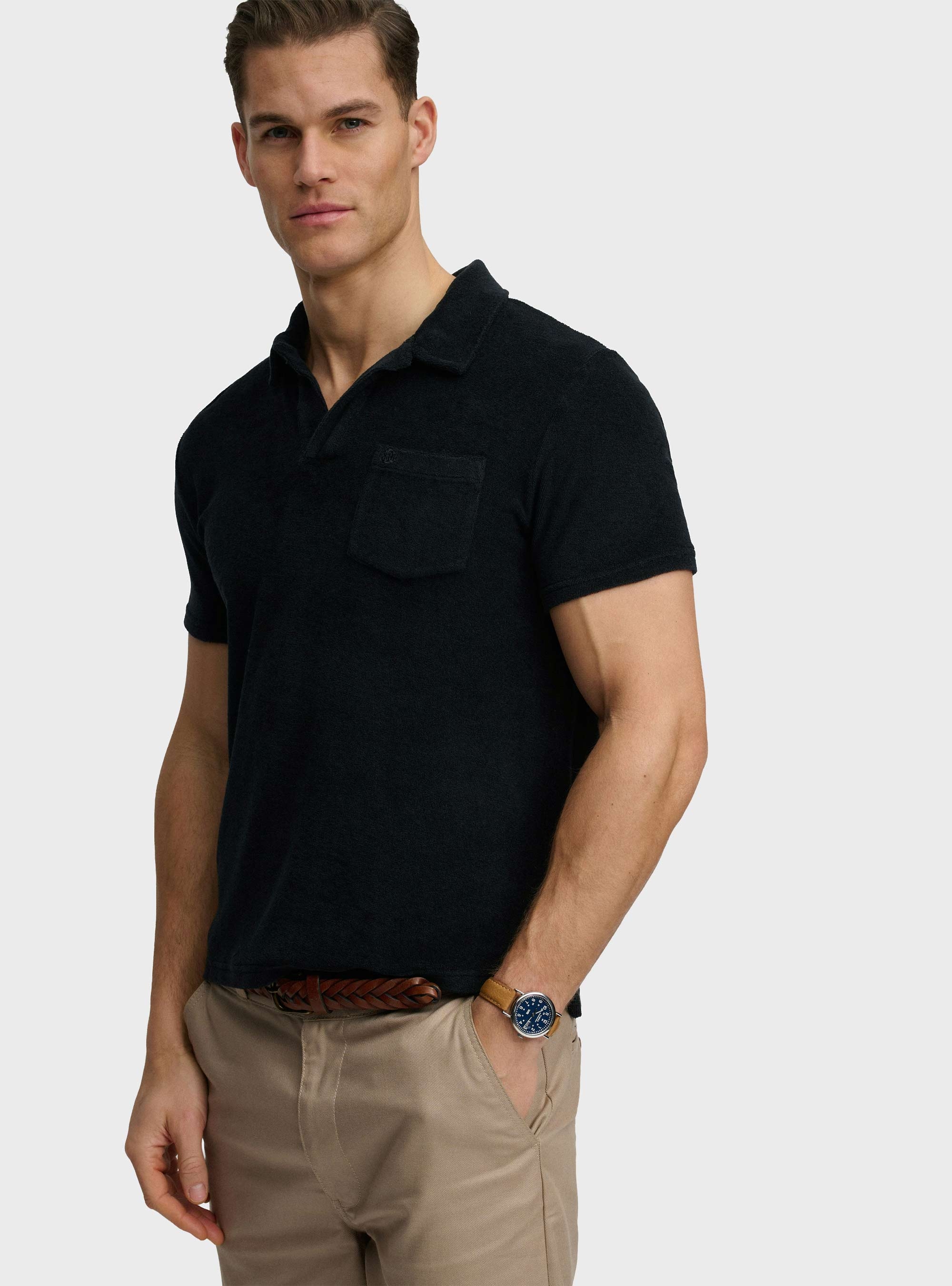 Superdry Towelling Polo Shirt - Dark Blue