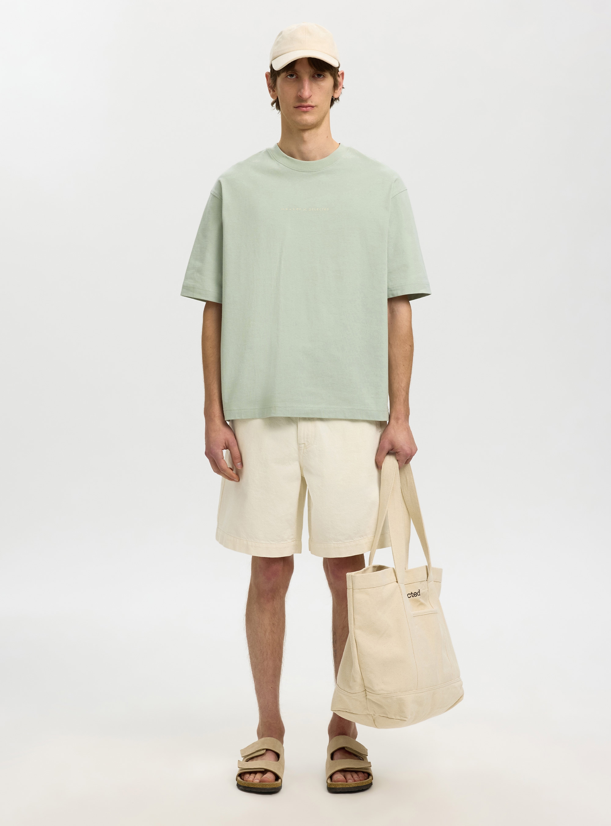 Selected  Relax Norman License Tee - Light Aquamarine