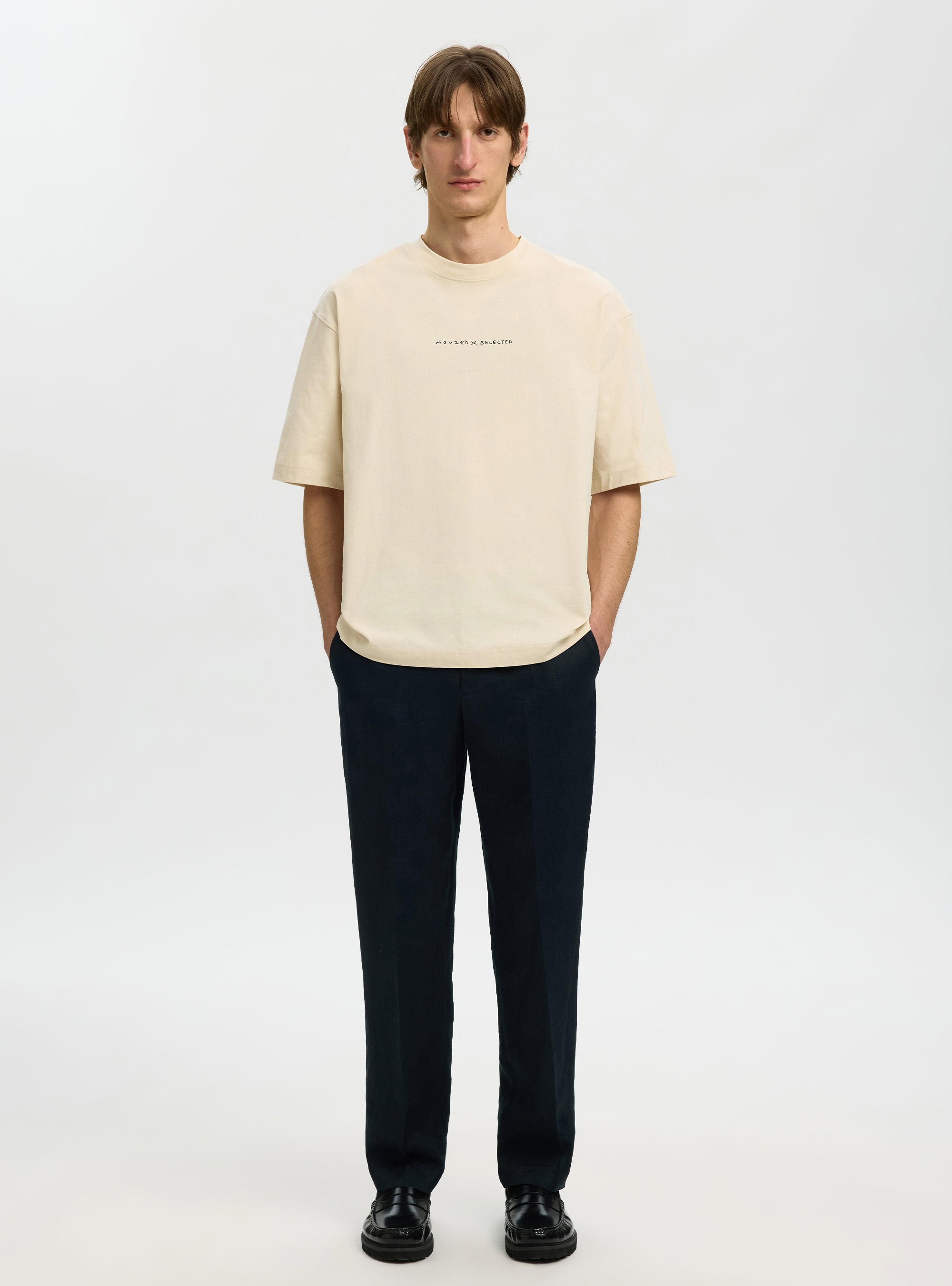 Selected  Relax Norman License Tee - Ecru
