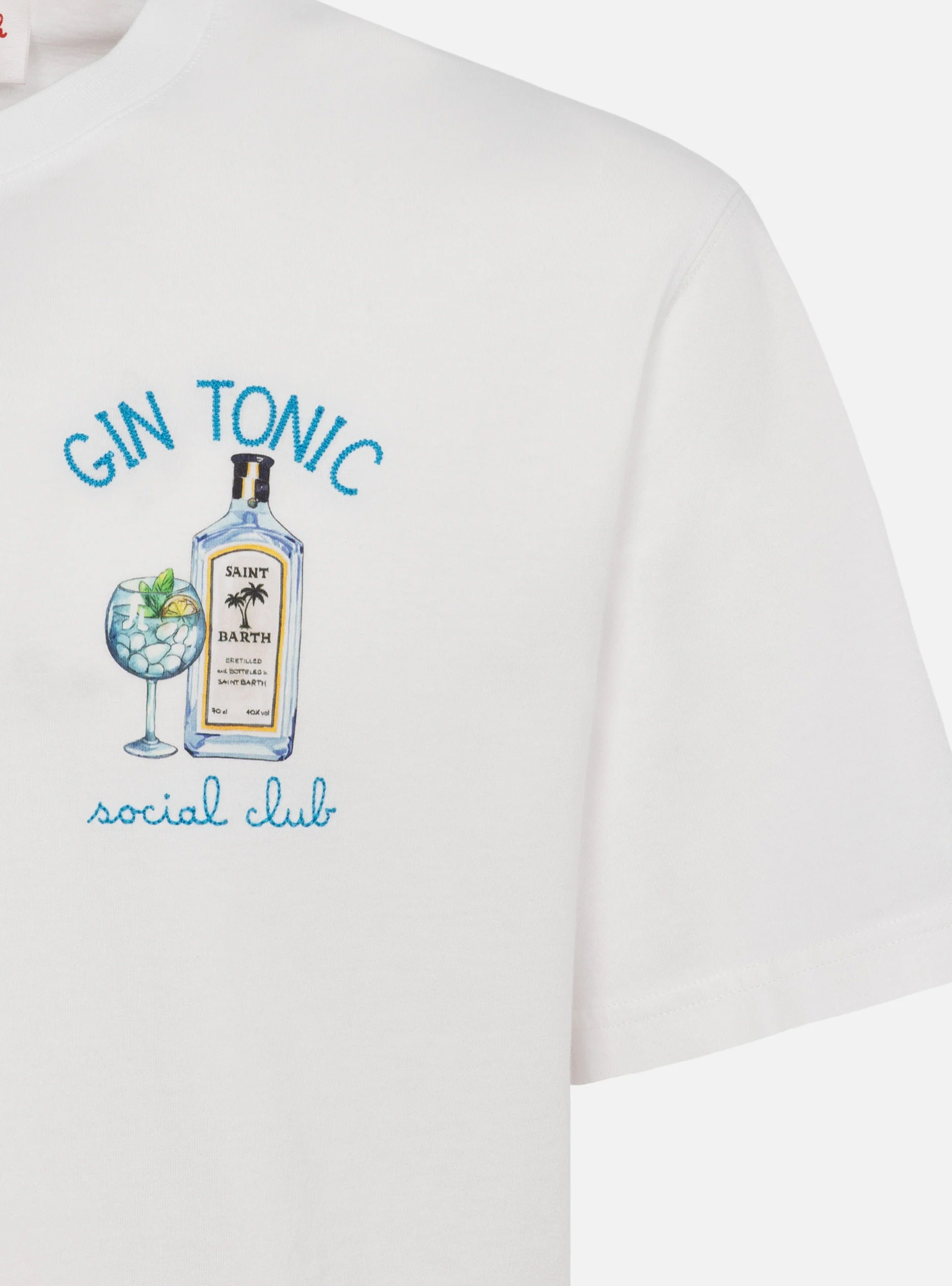 MC2 Saint Barth T-Shirt With Gin Tonic Social Club Embroidery - White