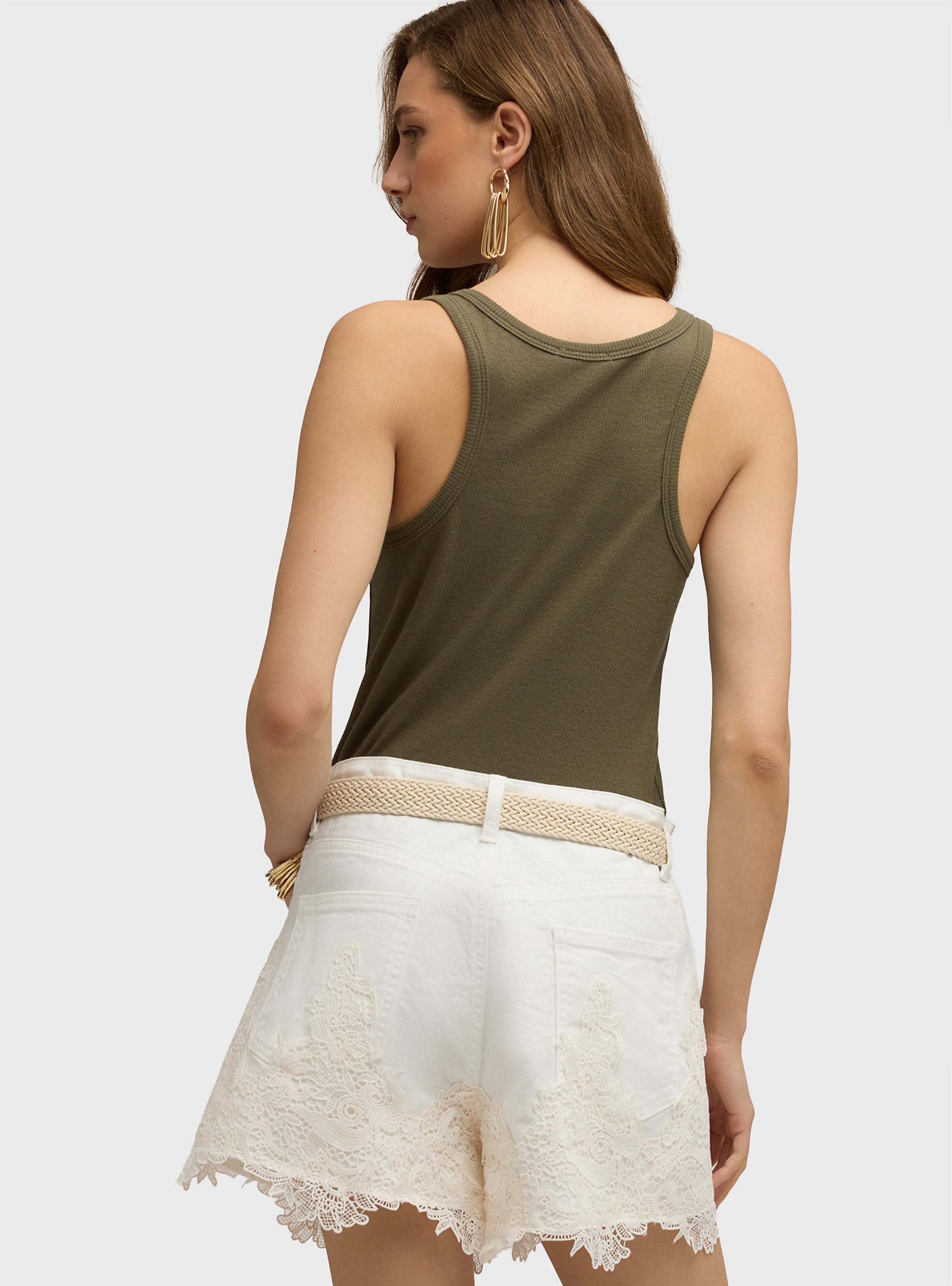 Motivi Top with stone embellishments - Olive