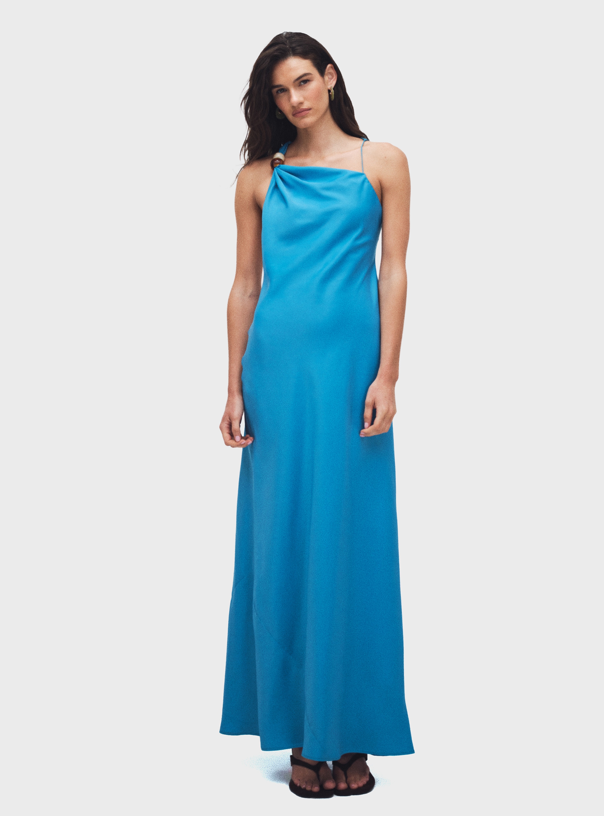 Topshop Nana Beaded Neck Maxi Dress - Turquoise