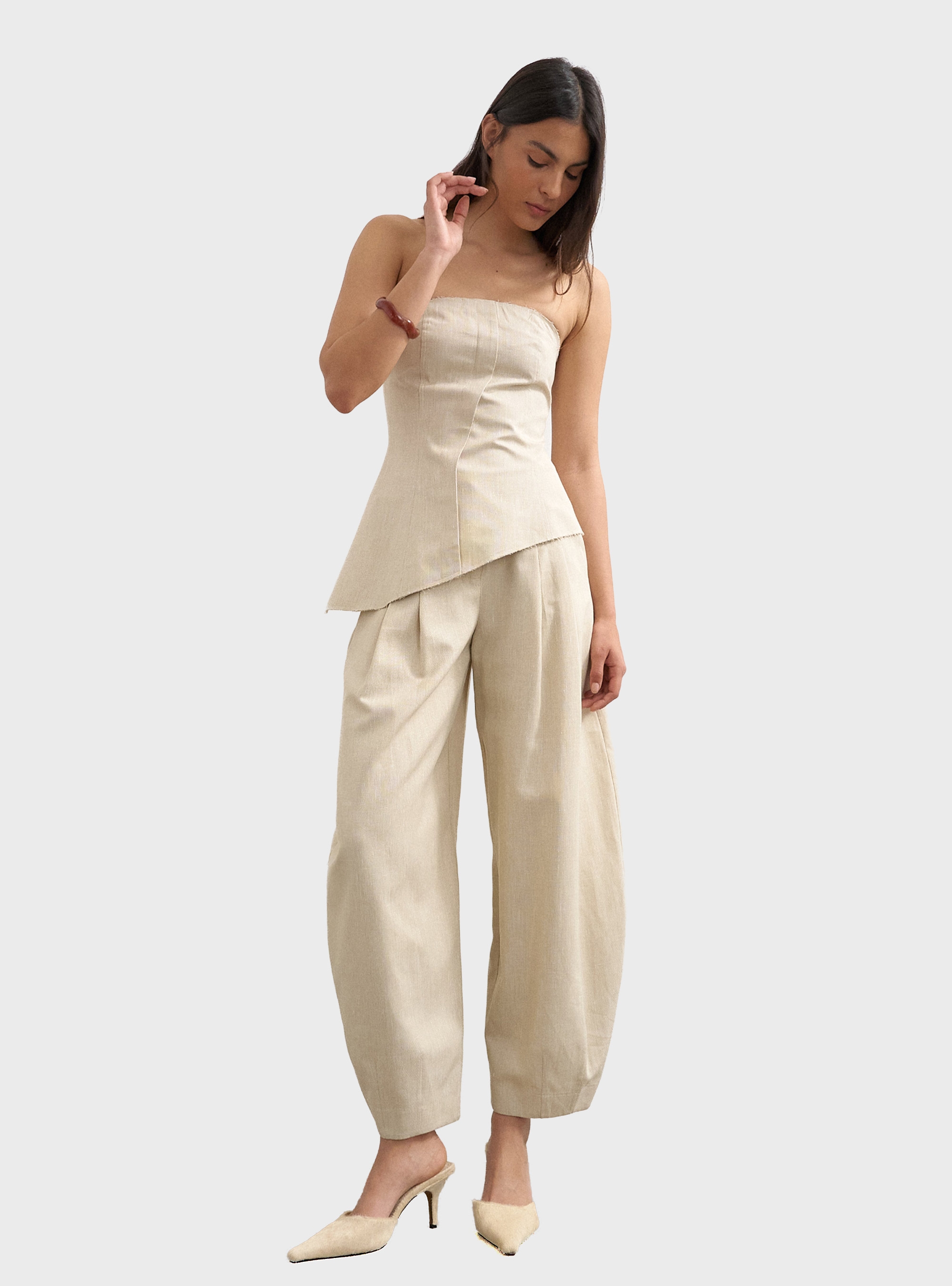 Topshop Sina Assymetric Bandeau Top - Ecru
